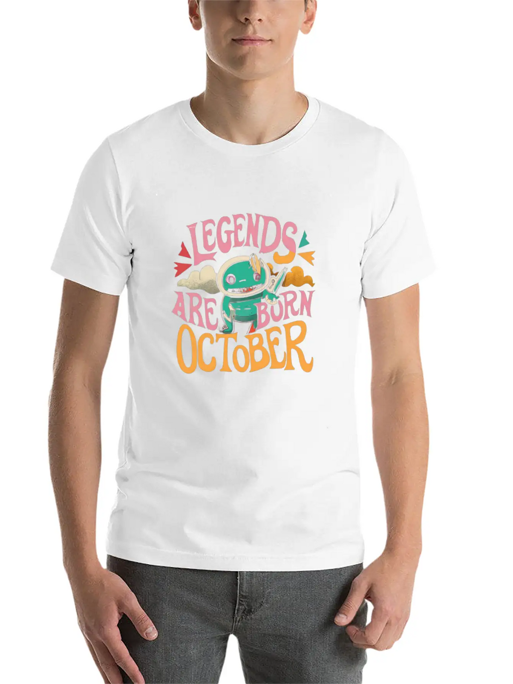Legends Are Born In October Gift Idea Unisex Short Sleeve Soft Cotton T-Shirt – Casual Everyday Wear
