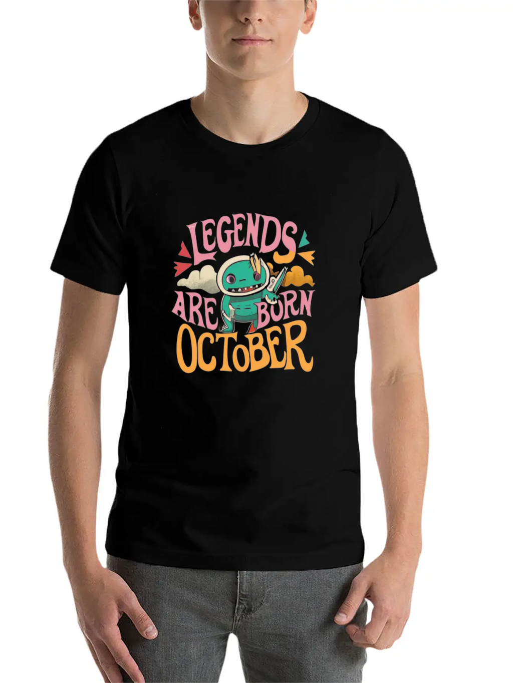 Legends Are Born In October Gift Idea Unisex Short Sleeve Soft Cotton T-Shirt – Casual Everyday Wear
