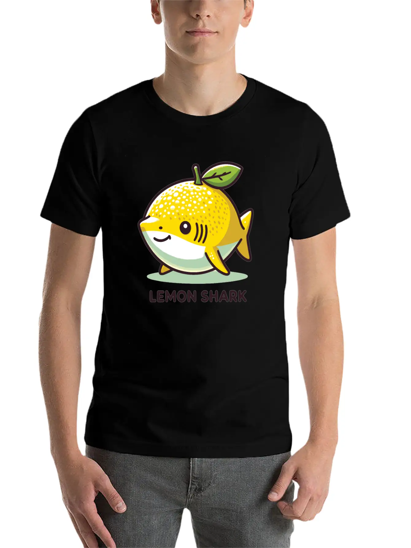 Lemon Shark Funny Animal Made Of Fruit Unisex Short Sleeve Soft Cotton T-Shirt – Casual Everyday Wear