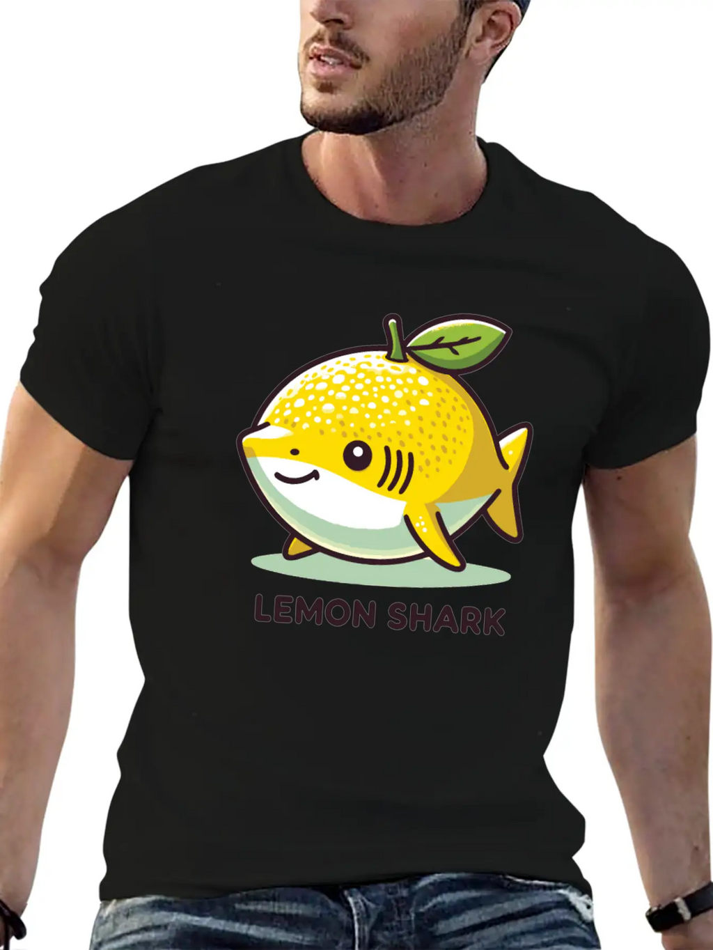 Lemon Shark Funny Animal Made Of Fruit Unisex Short Sleeve Soft Cotton T-Shirt – Casual Everyday Wear