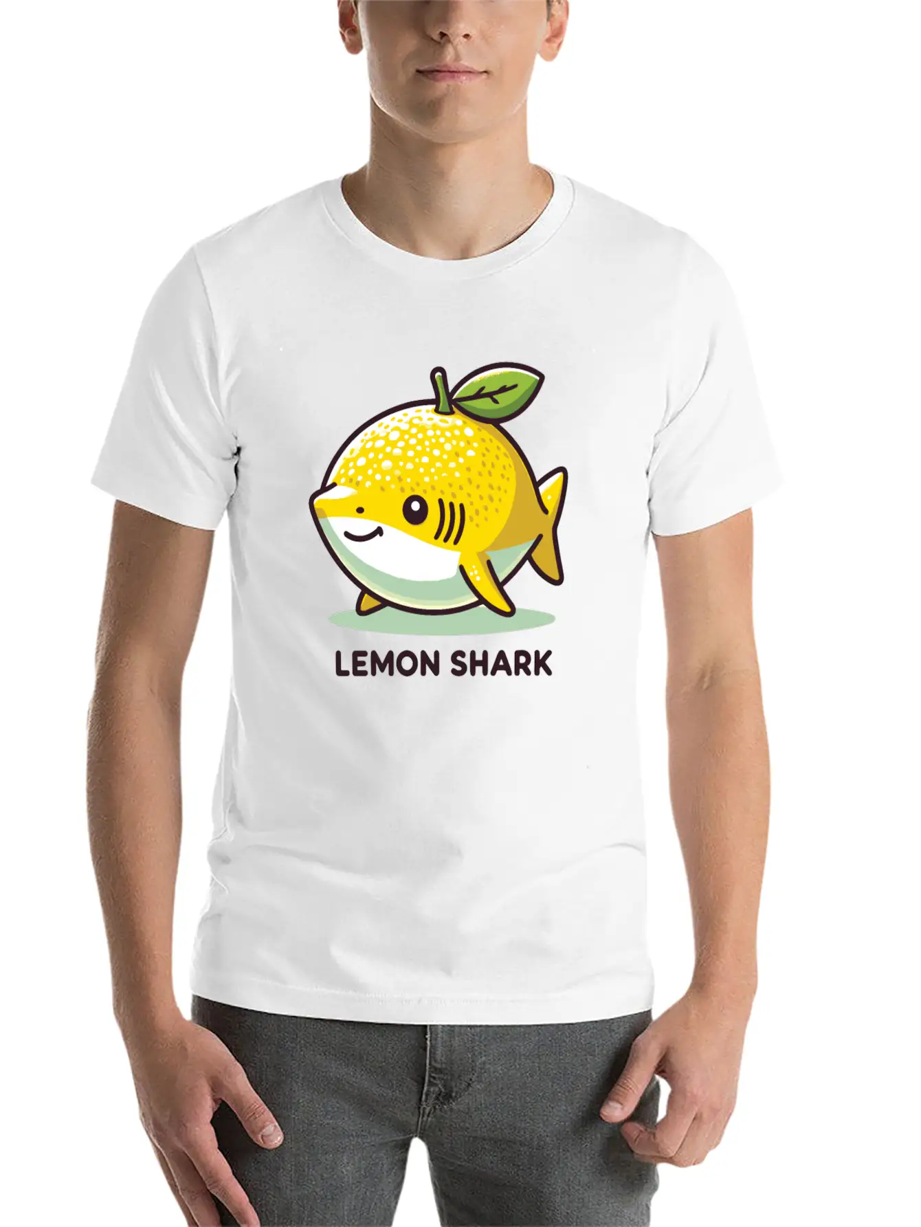 Lemon Shark Funny Animal Made Of Fruit Unisex Short Sleeve Soft Cotton T-Shirt – Casual Everyday Wear