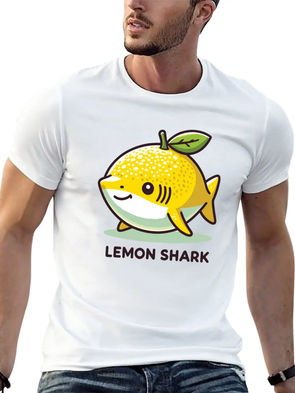 Lemon Shark Funny Animal Made Of Fruit Unisex Short Sleeve Soft Cotton T-Shirt – Casual Everyday Wear