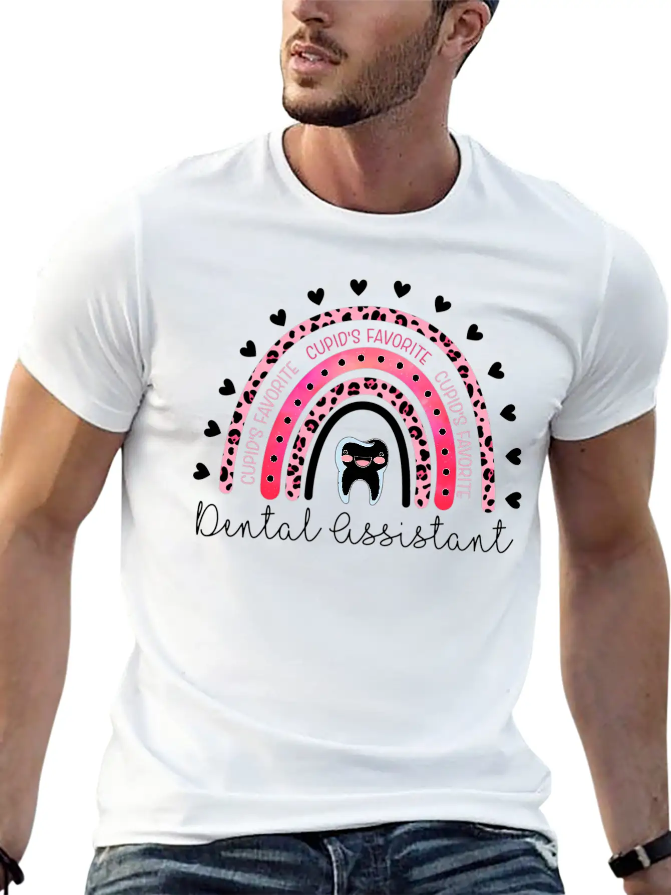 Leopard Rainbow Cupid'S Favorite Dental Assistant Unisex Casual T-Shirt – Clean Design For Daily Comfort