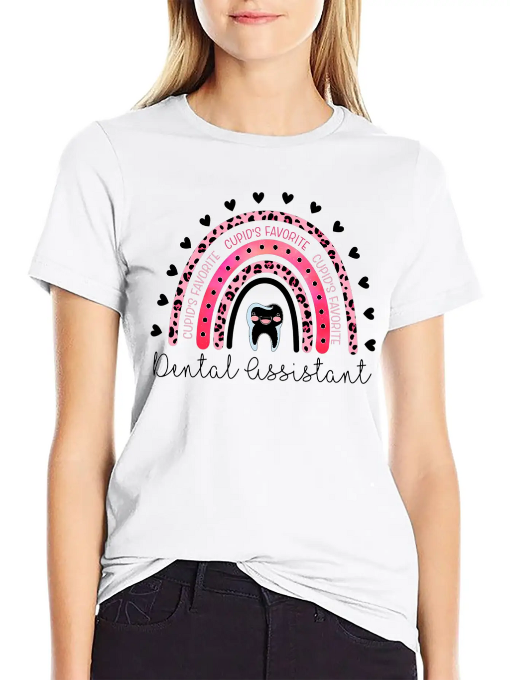 Leopard Rainbow Cupid'S Favorite Dental Assistant Unisex Casual T-Shirt – Clean Design For Daily Comfort
