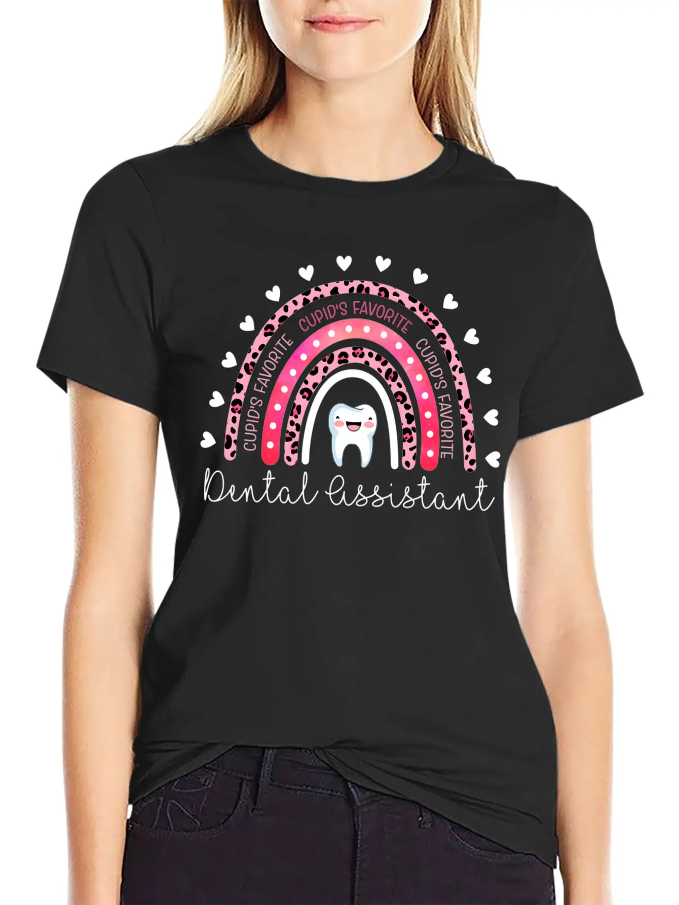 Leopard Rainbow Cupid'S Favorite Dental Assistant Unisex Casual T-Shirt – Clean Design For Daily Comfort