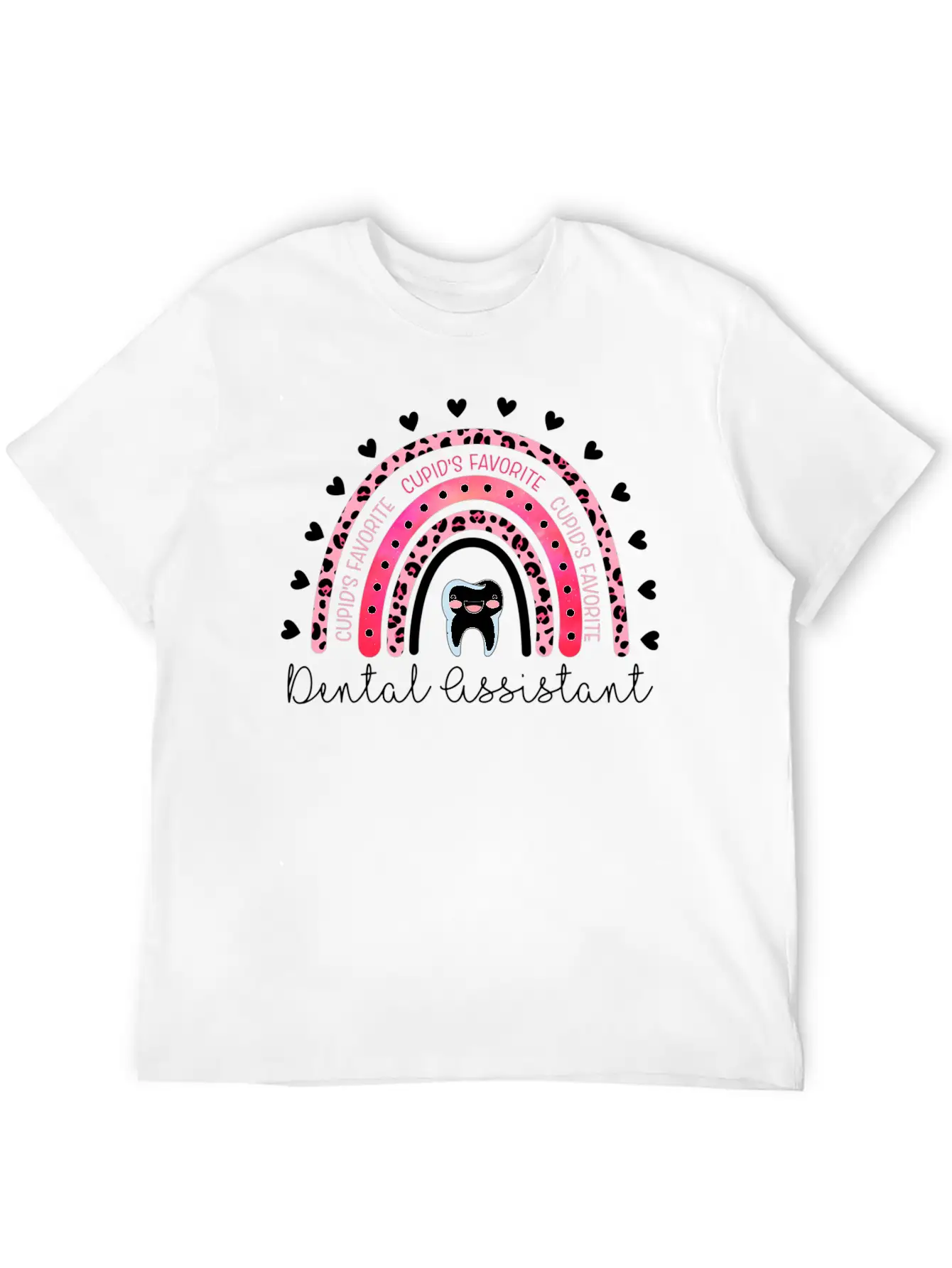 Leopard Rainbow Cupid'S Favorite Dental Assistant Unisex Casual T-Shirt – Clean Design For Daily Comfort