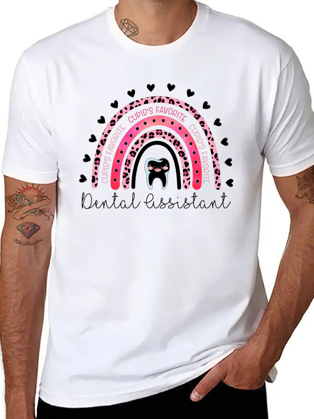 Leopard Rainbow Cupid'S Favorite Dental Assistant Unisex Casual T-Shirt – Clean Design For Daily Comfort