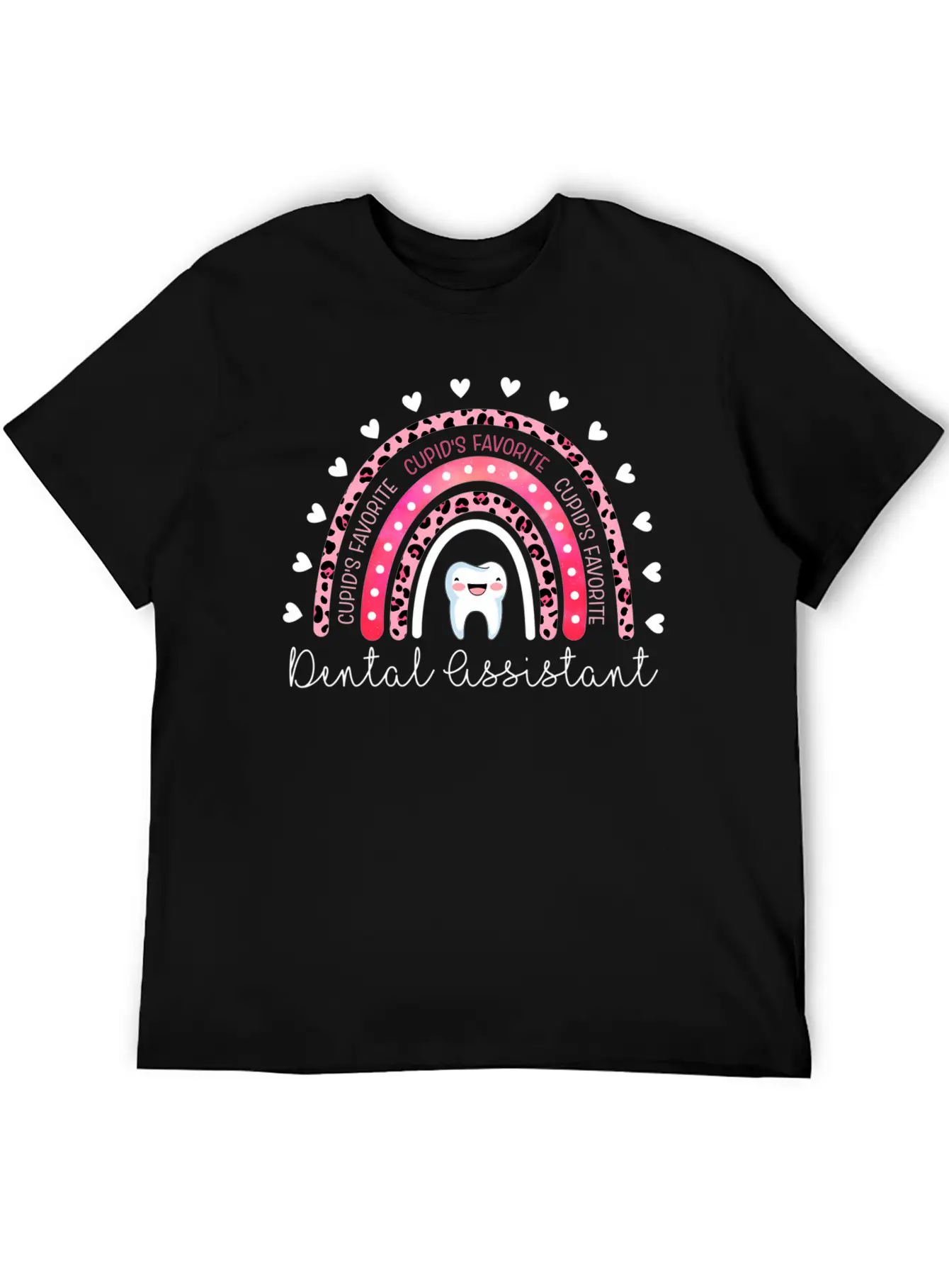 Leopard Rainbow Cupid'S Favorite Dental Assistant Unisex Casual T-Shirt – Clean Design For Daily Comfort