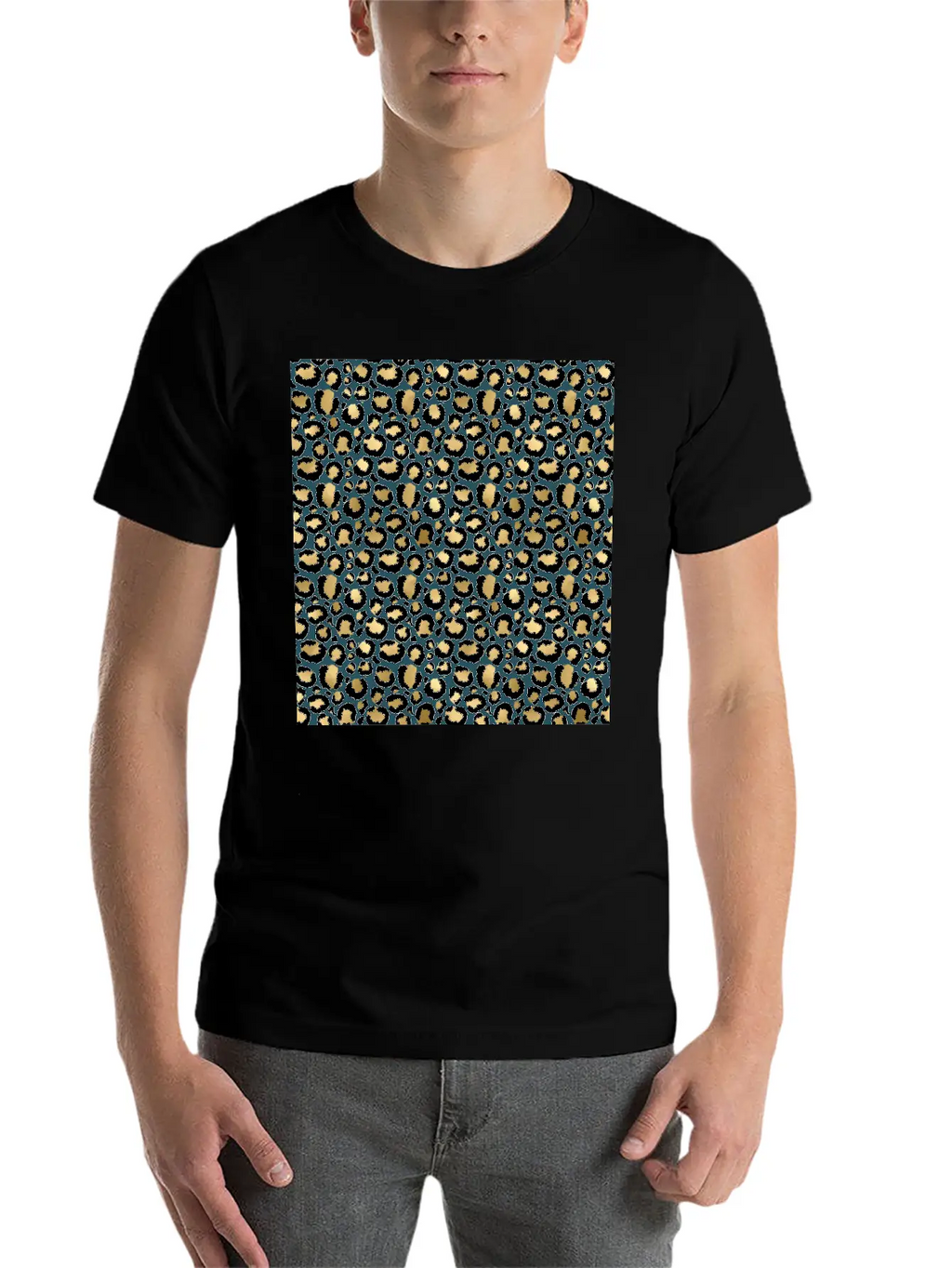 Leopard Spots Dark Blue Wild Glam Fashionable Casual Graphic T-Shirt – Simple And Comfortable Daily Wear