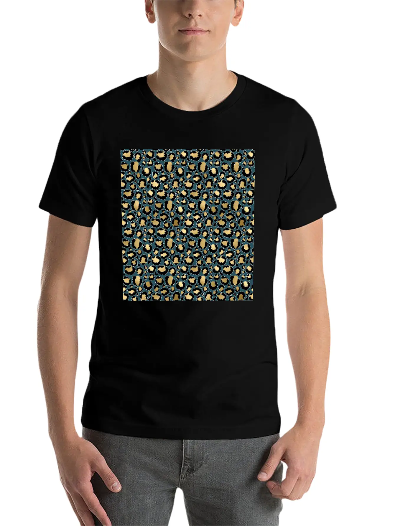 Leopard Spots Dark Blue Wild Glam Fashionable Casual Graphic T-Shirt – Simple And Comfortable Daily Wear