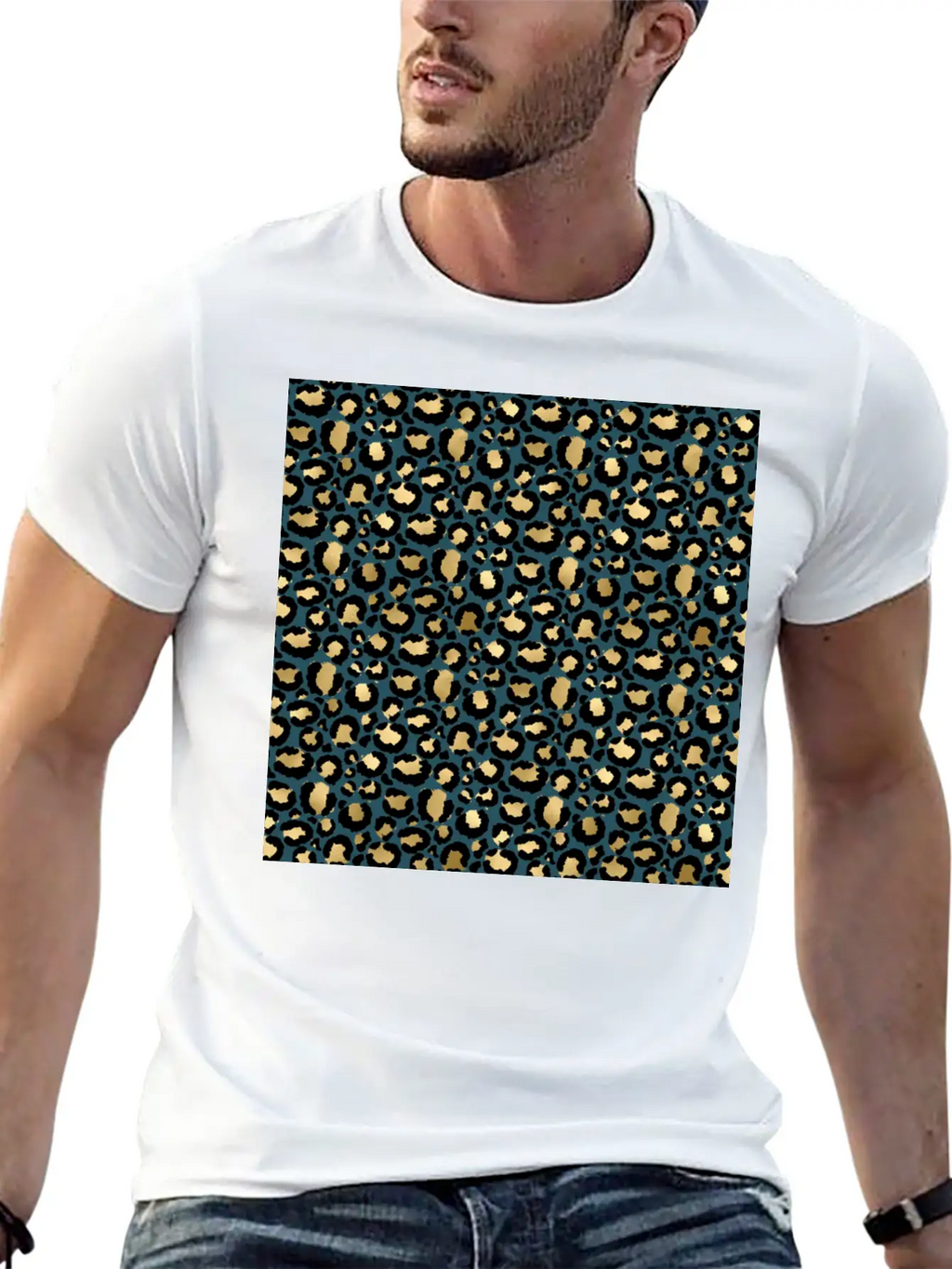 Leopard Spots Dark Blue Wild Glam Fashionable Casual Graphic T-Shirt – Simple And Comfortable Daily Wear