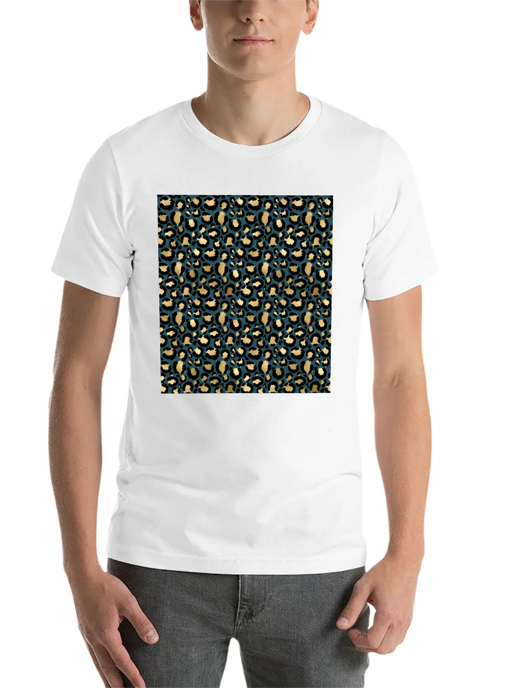 Leopard Spots Dark Blue Wild Glam Fashionable Casual Graphic T-Shirt – Simple And Comfortable Daily Wear