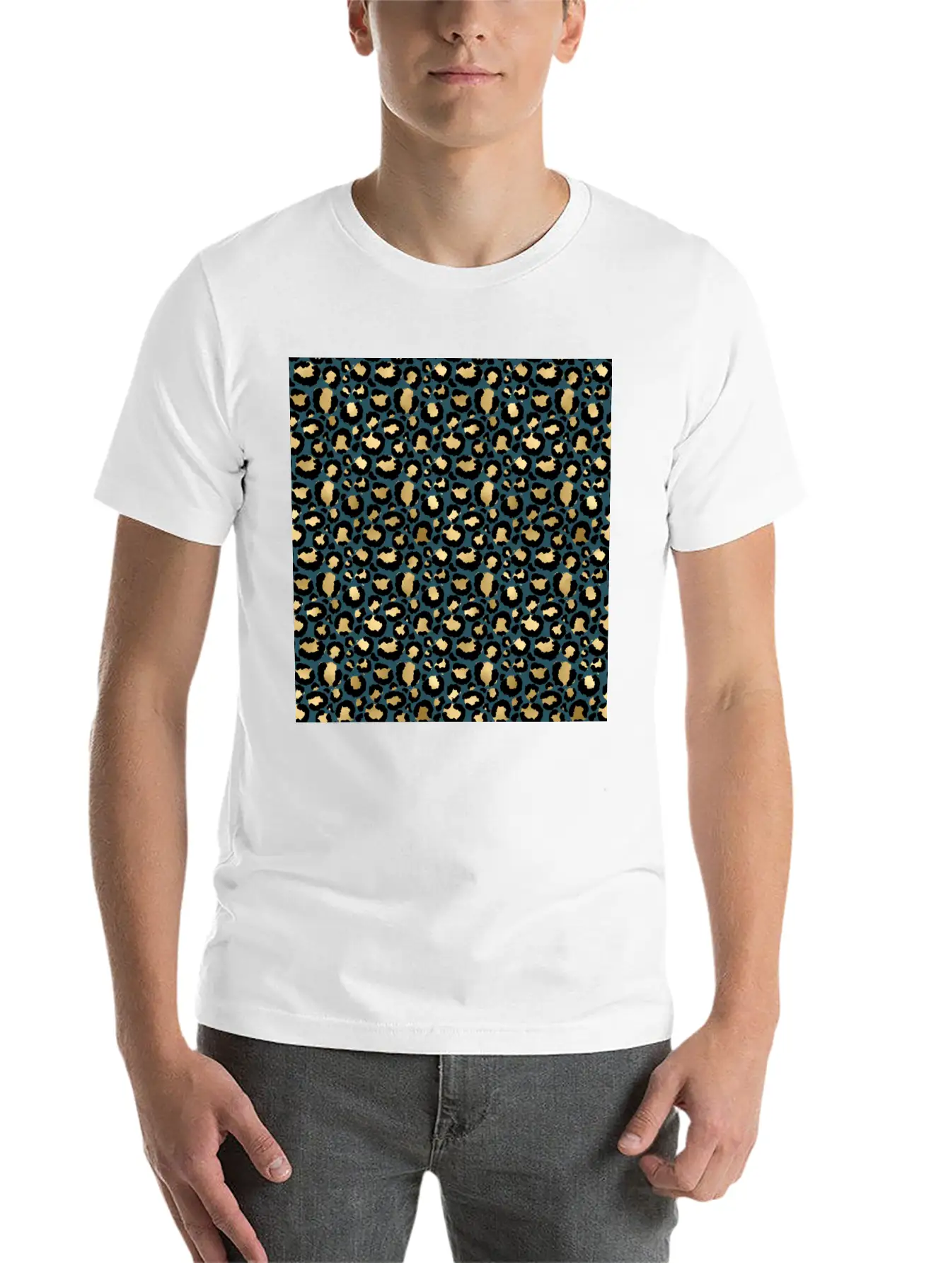 Leopard Spots Dark Blue Wild Glam Fashionable Casual Graphic T-Shirt – Simple And Comfortable Daily Wear