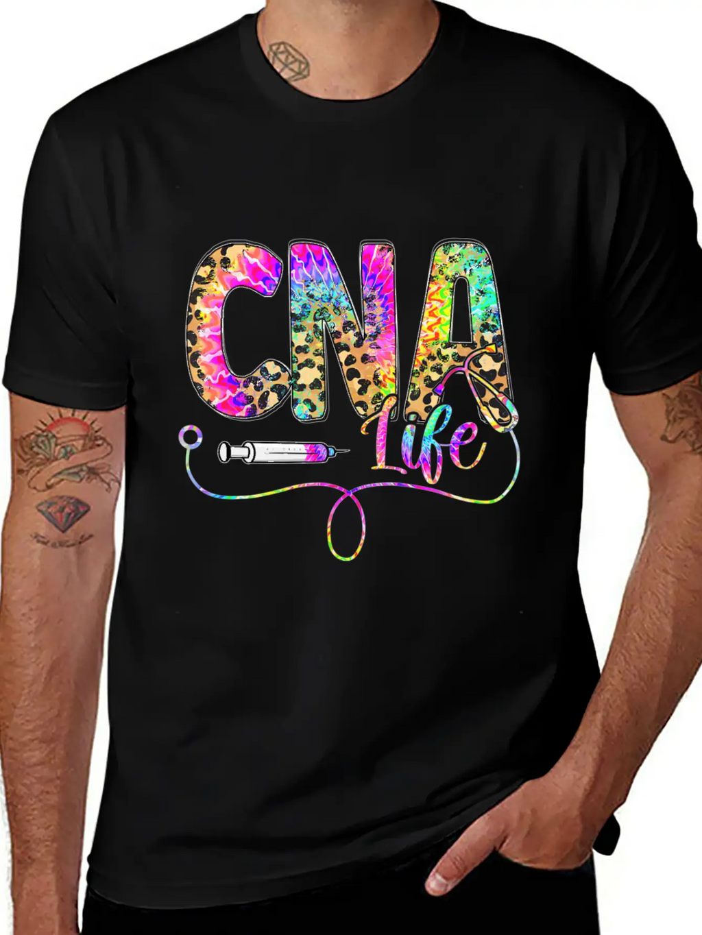 Leopard Tie Dye CNA Life Nurse Squad Nurse Essential Cotton Tee For Daily Outfits – Unisex Style