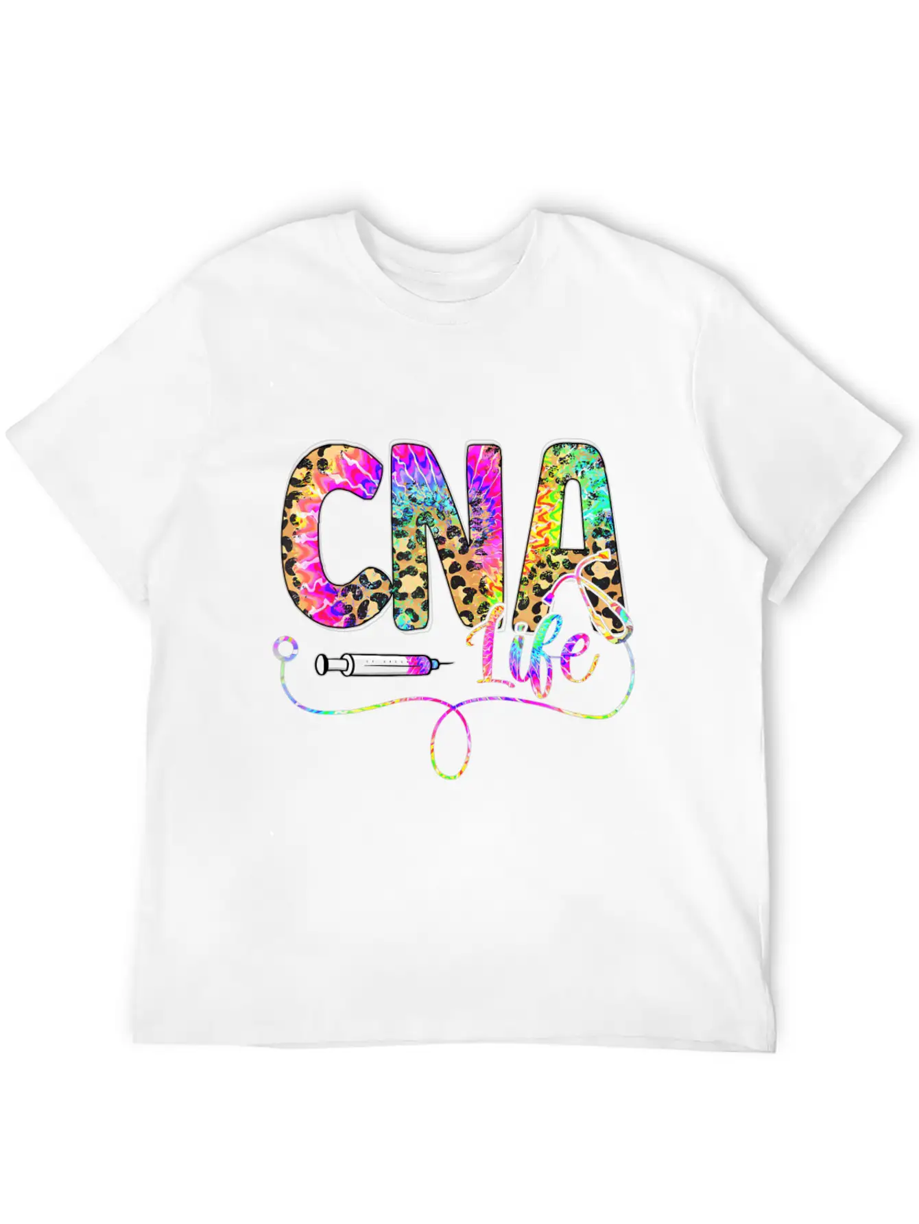 Leopard Tie Dye CNA Life Nurse Squad Nurse Essential Cotton Tee For Daily Outfits – Unisex Style