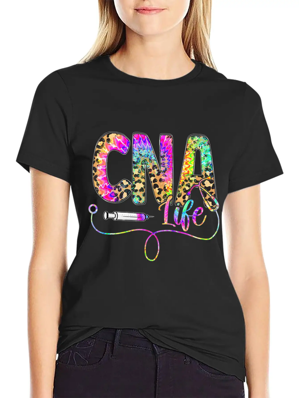 Leopard Tie Dye CNA Life Nurse Squad Nurse Essential Cotton Tee For Daily Outfits – Unisex Style
