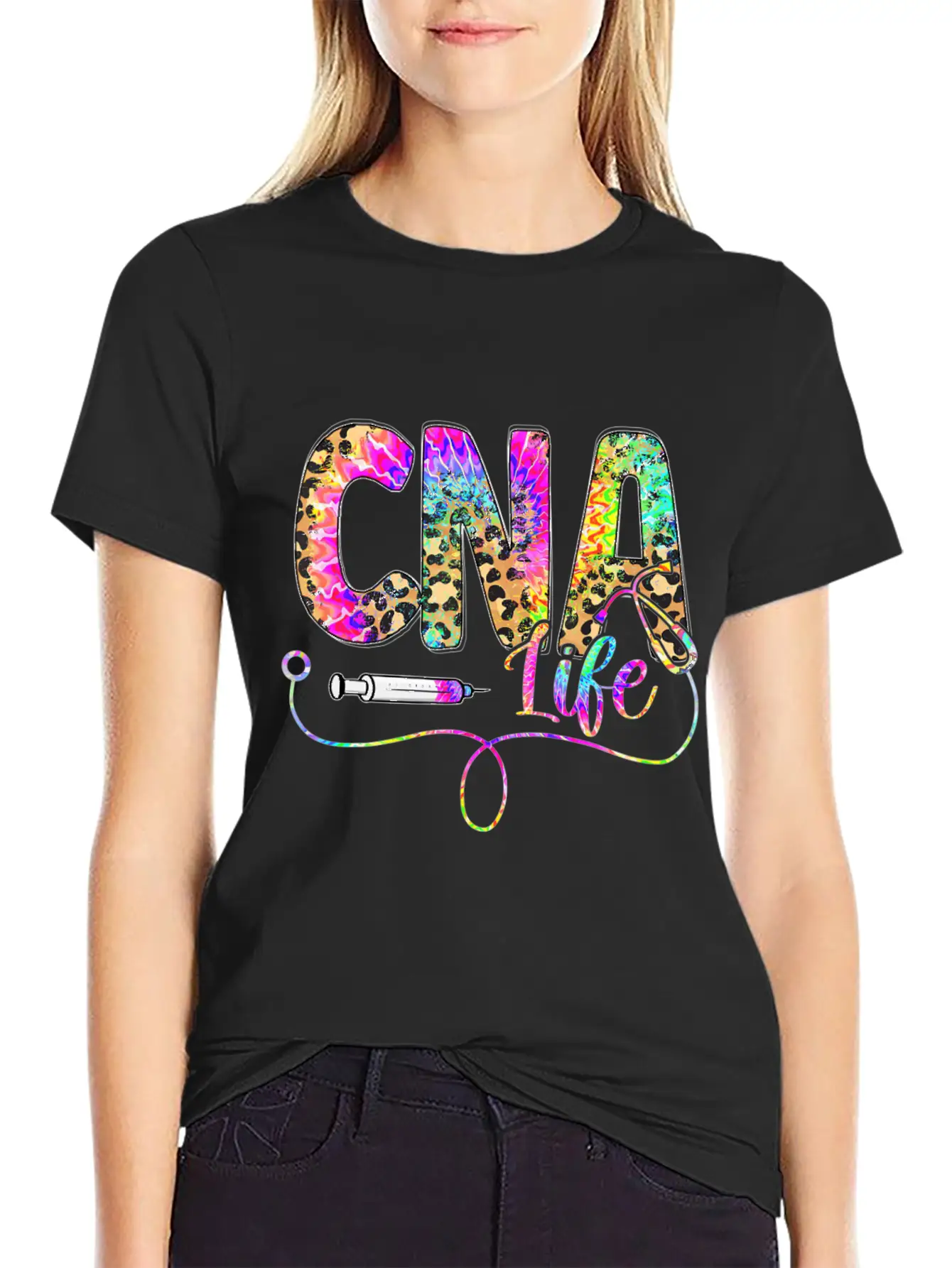 Leopard Tie Dye CNA Life Nurse Squad Nurse Essential Cotton Tee For Daily Outfits – Unisex Style