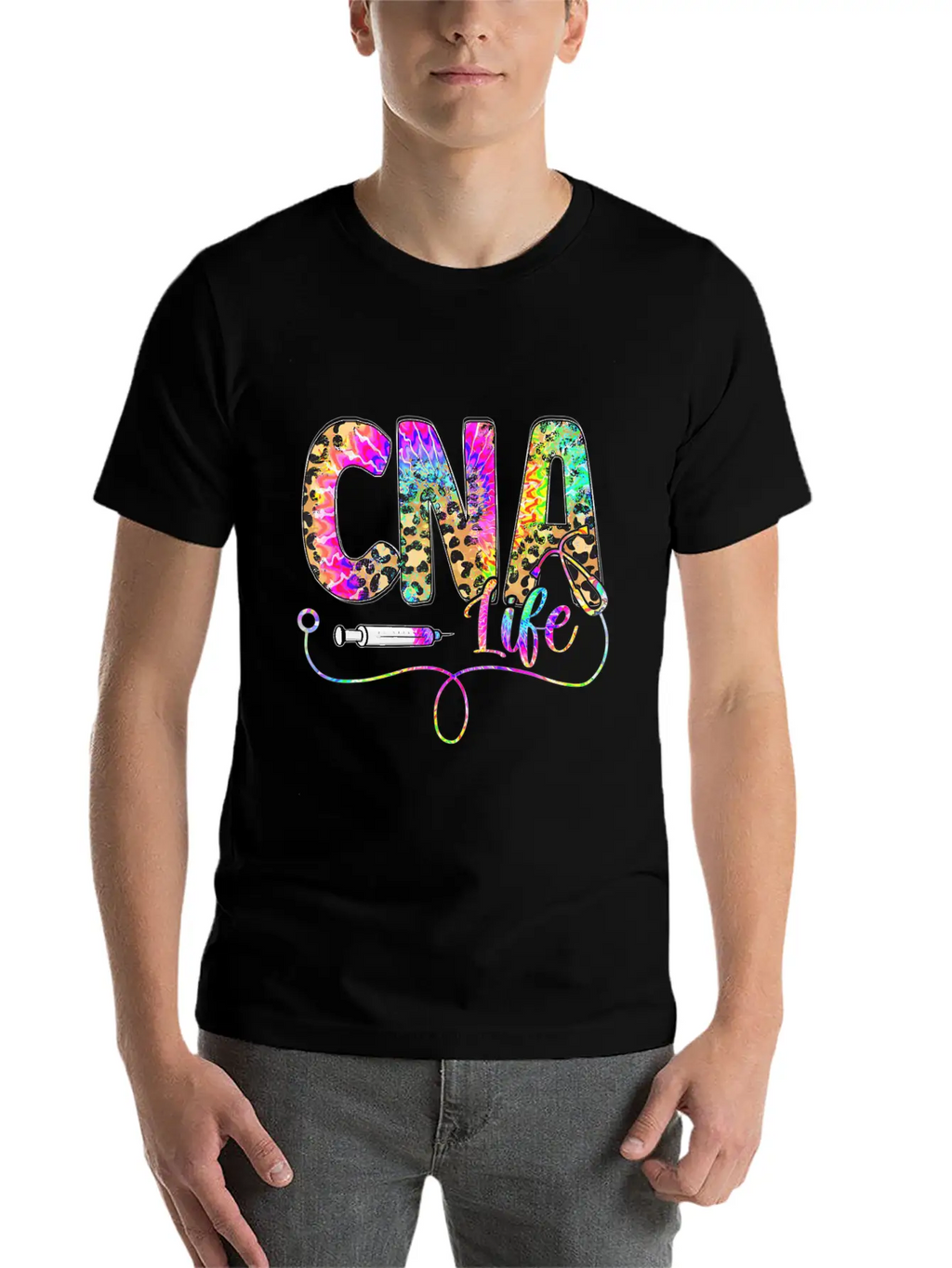 Leopard Tie Dye CNA Life Nurse Squad Nurse Essential Cotton Tee For Daily Outfits – Unisex Style