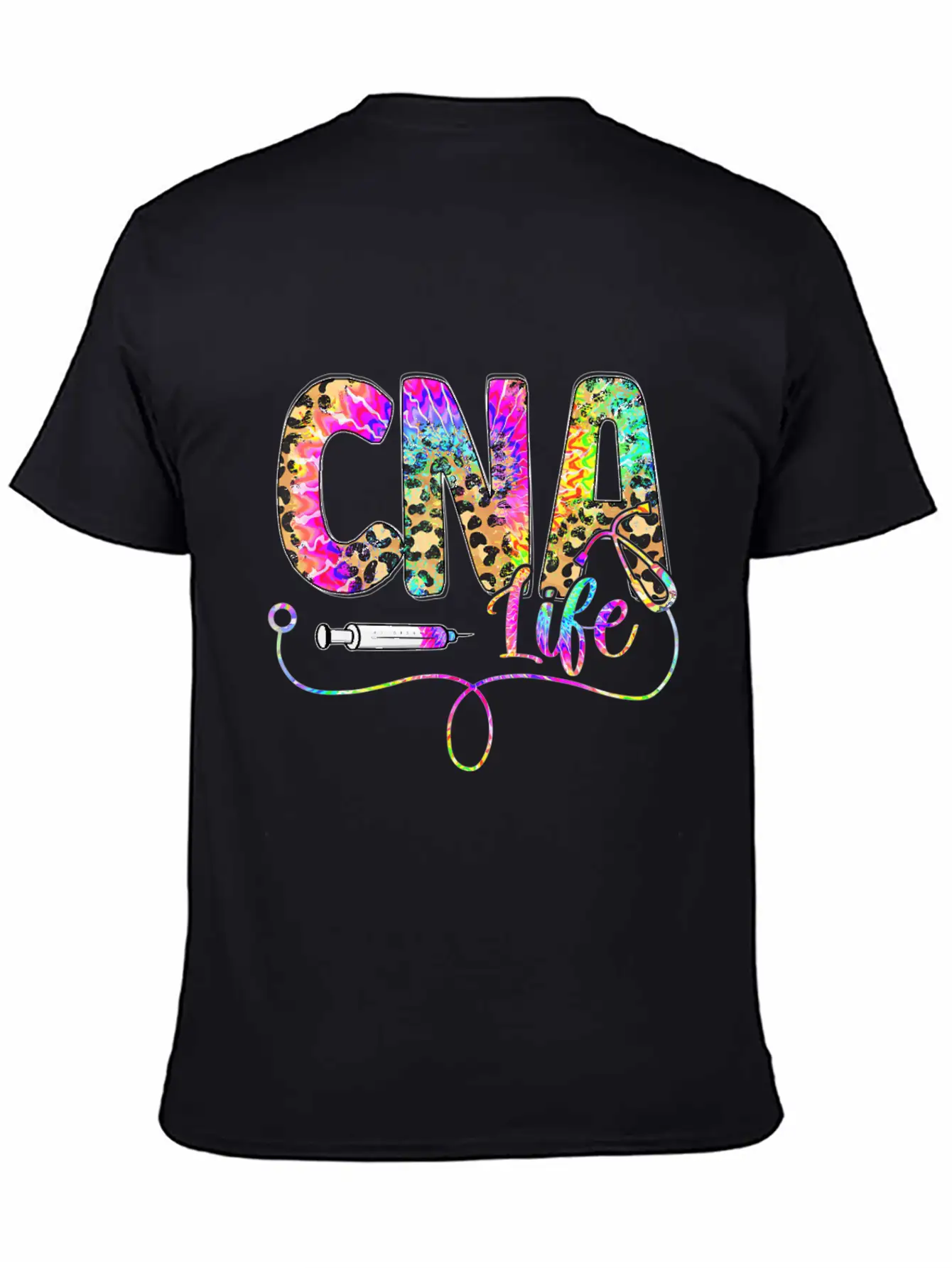 Leopard Tie Dye CNA Life Nurse Squad Nurse Essential Cotton Tee For Daily Outfits – Unisex Style