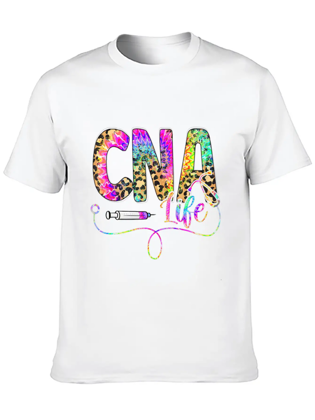 Leopard Tie Dye CNA Life Nurse Squad Nurse Essential Cotton Tee For Daily Outfits – Unisex Style