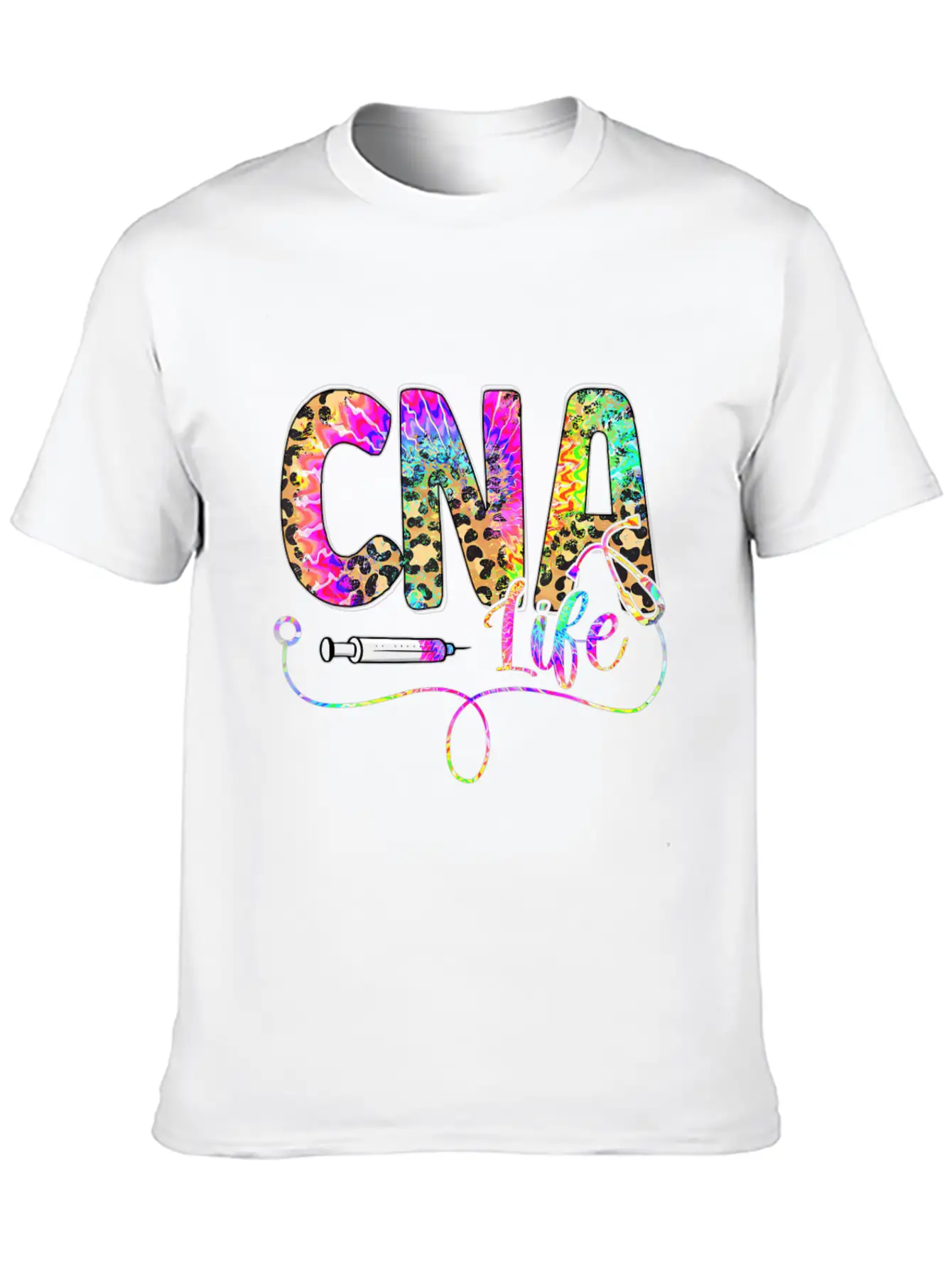 Leopard Tie Dye CNA Life Nurse Squad Nurse Essential Cotton Tee For Daily Outfits – Unisex Style