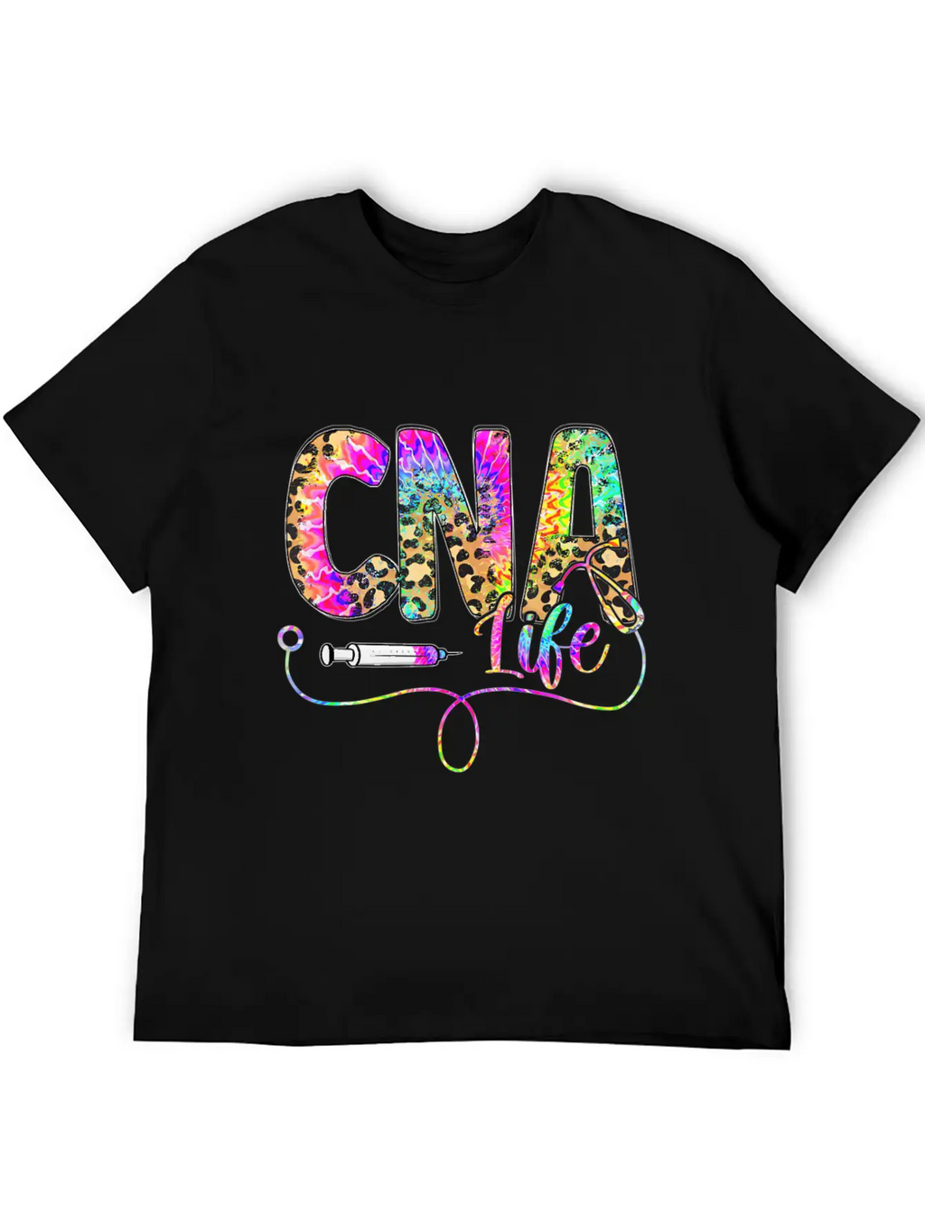 Leopard Tie Dye CNA Life Nurse Squad Nurse Essential Cotton Tee For Daily Outfits – Unisex Style