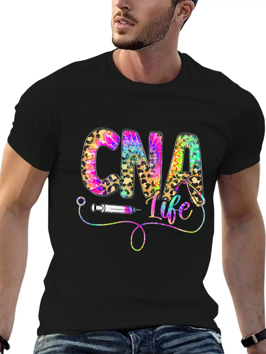 Leopard Tie Dye CNA Life Nurse Squad Nurse Essential Cotton Tee For Daily Outfits – Unisex Style