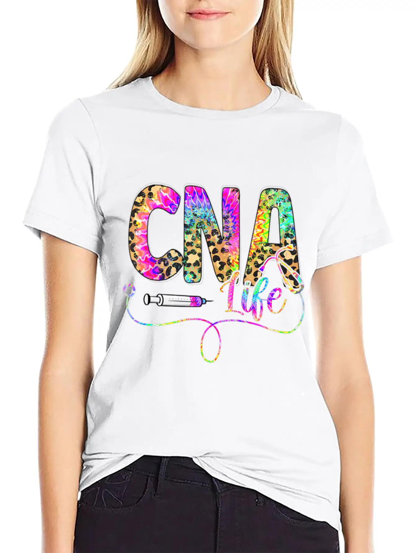 Leopard Tie Dye CNA Life Nurse Squad Nurse Essential Cotton Tee For Daily Outfits – Unisex Style