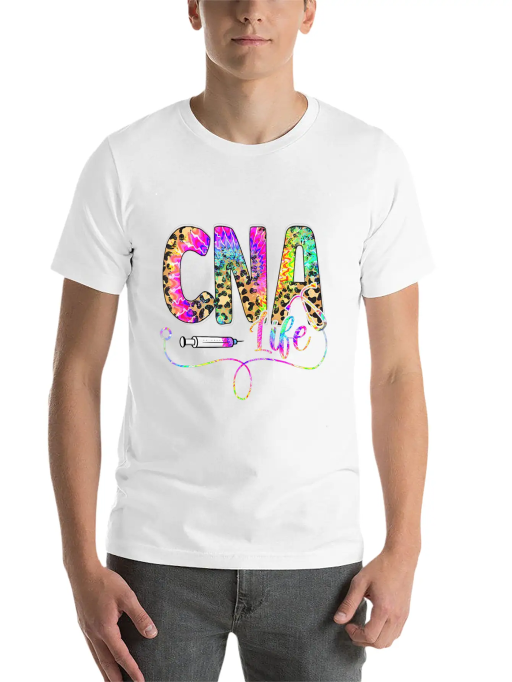 Leopard Tie Dye CNA Life Nurse Squad Nurse Essential Cotton Tee For Daily Outfits – Unisex Style