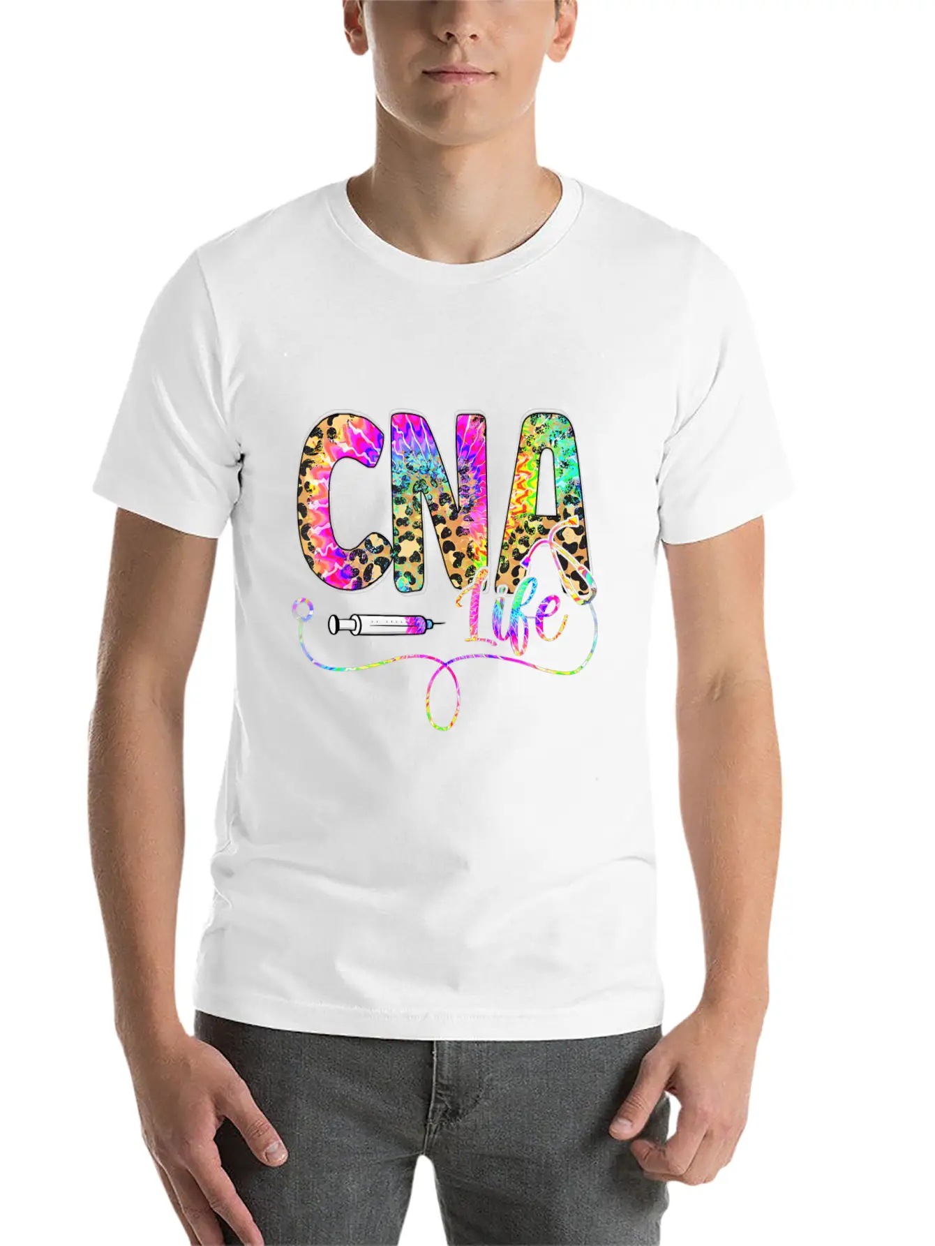 Leopard Tie Dye CNA Life Nurse Squad Nurse Essential Cotton Tee For Daily Outfits – Unisex Style
