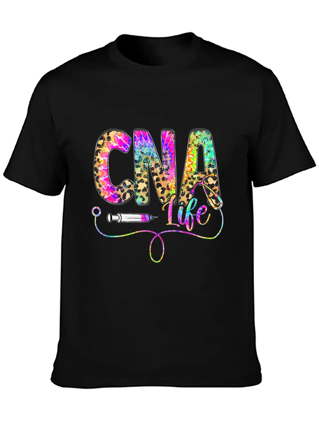 Leopard Tie Dye CNA Life Nurse Squad Nurse Essential Cotton Tee For Daily Outfits – Unisex Style