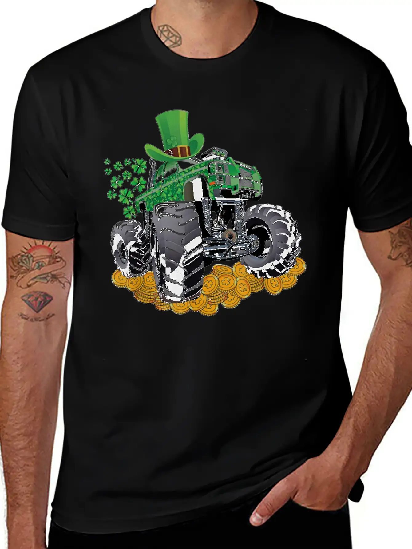 Leprechaun Monster Truck Shamrock St Patrick Day Casual Graphic T-Shirt – Simple And Comfortable Daily Wear