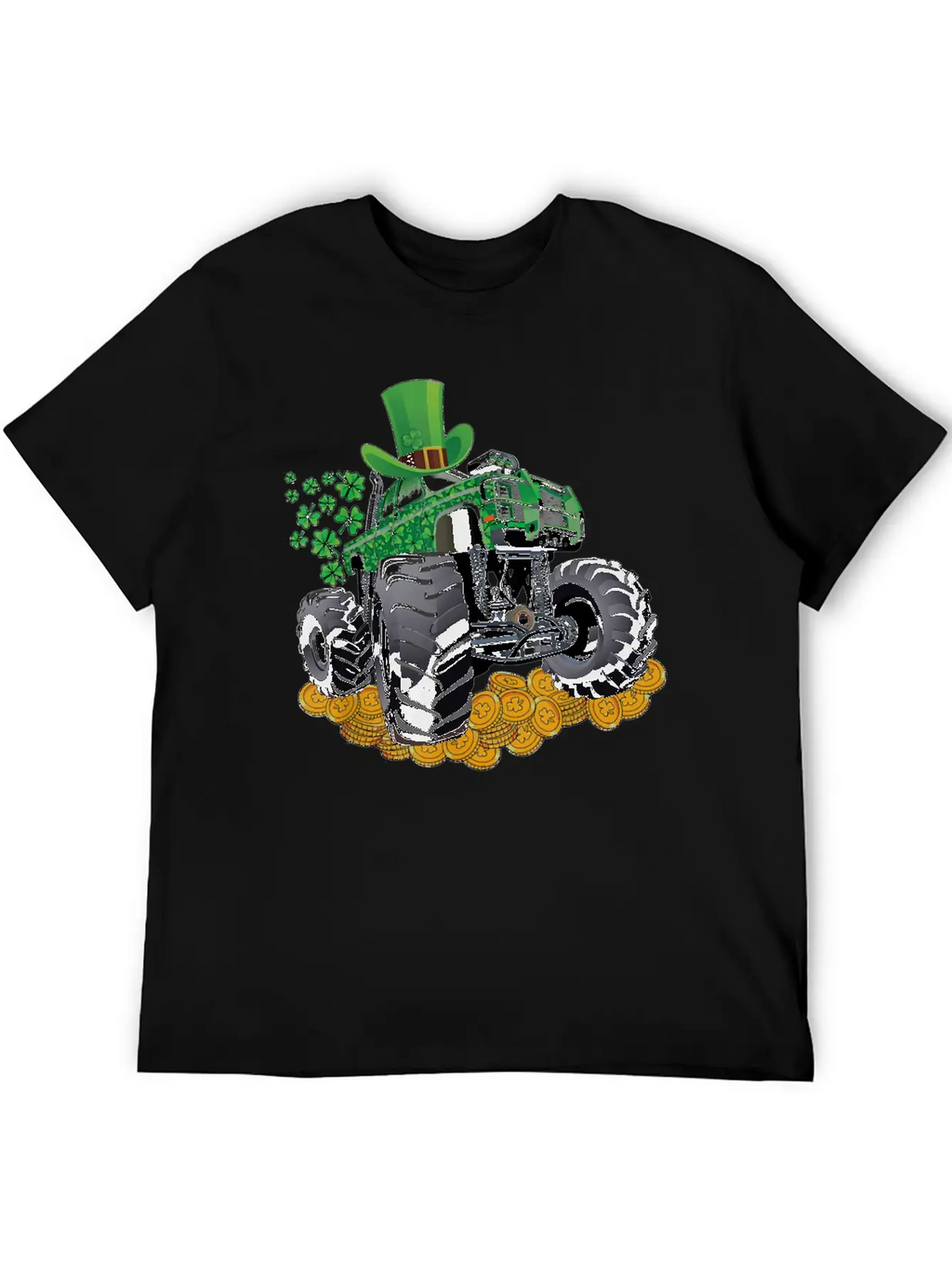 Leprechaun Monster Truck Shamrock St Patrick Day Casual Graphic T-Shirt – Simple And Comfortable Daily Wear