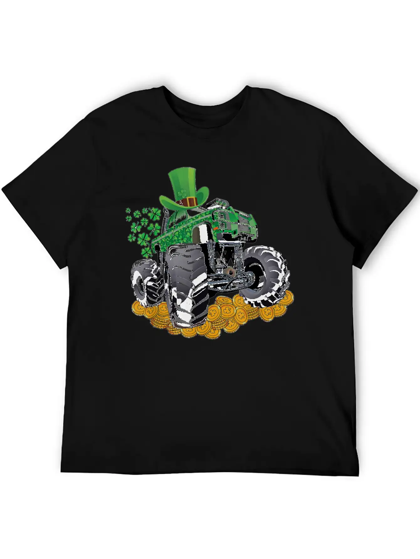 Leprechaun Monster Truck Shamrock St Patrick Day Casual Graphic T-Shirt – Simple And Comfortable Daily Wear