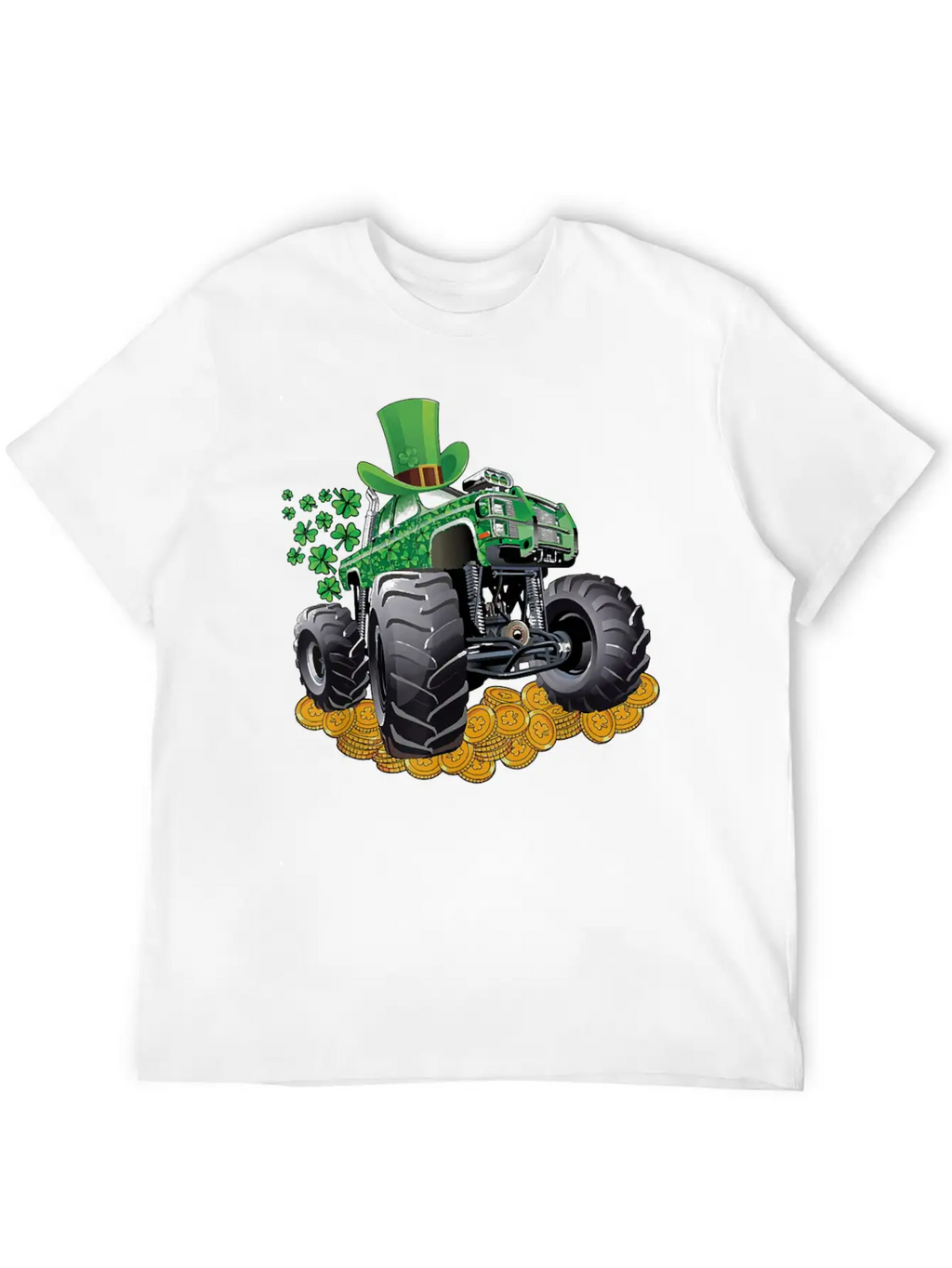 Leprechaun Monster Truck Shamrock St Patrick Day Casual Graphic T-Shirt – Simple And Comfortable Daily Wear