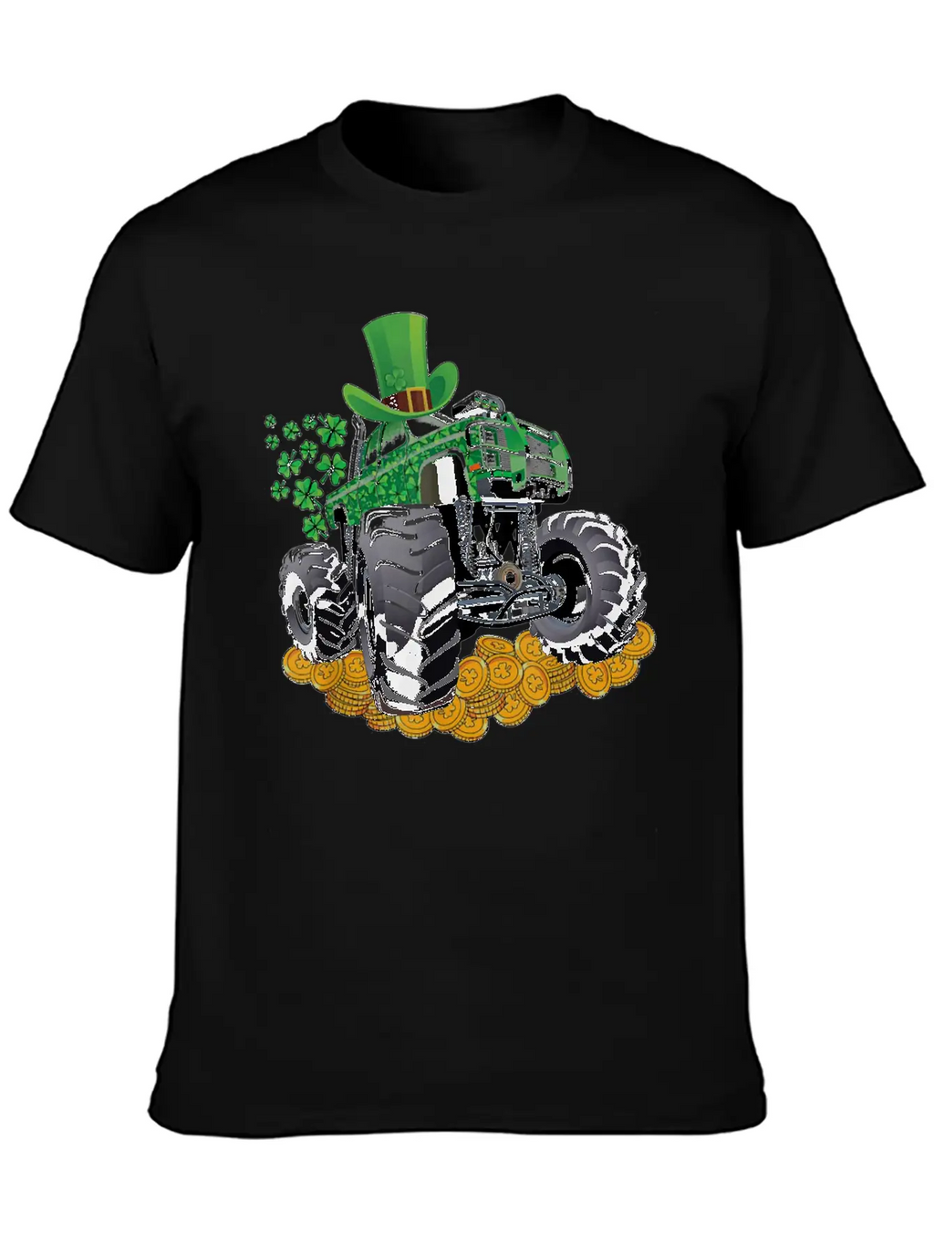 Leprechaun Monster Truck Shamrock St Patrick Day Casual Graphic T-Shirt – Simple And Comfortable Daily Wear