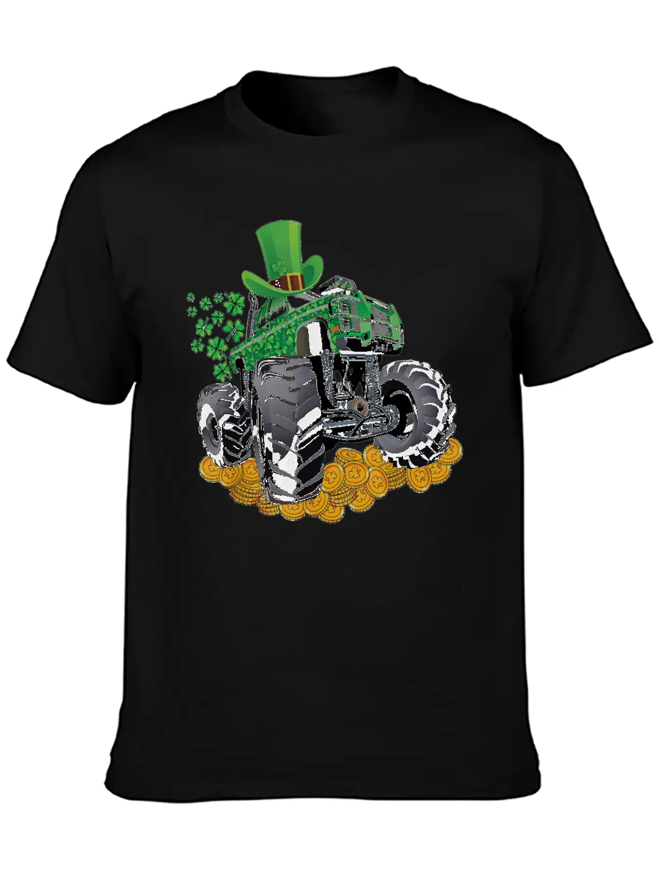 Leprechaun Monster Truck Shamrock St Patrick Day Casual Graphic T-Shirt – Simple And Comfortable Daily Wear