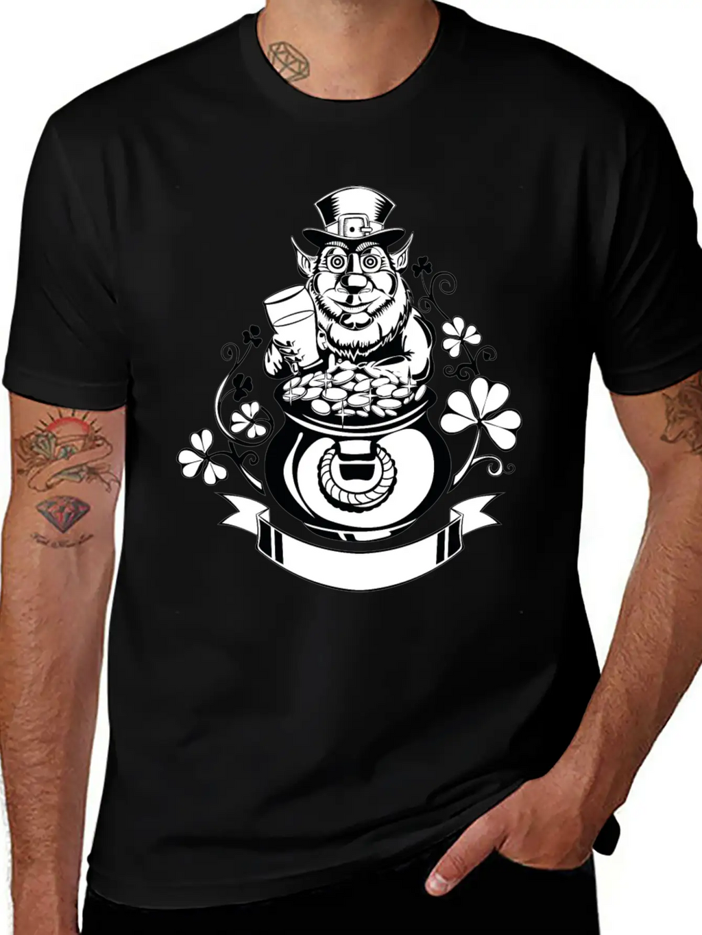 Leprechaun With Pot Of Gold Casual Graphic T-Shirt – Simple And Comfortable Daily Wear
