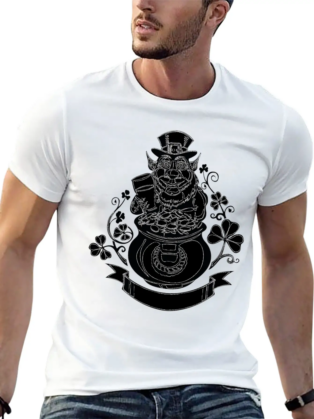 Leprechaun With Pot Of Gold Casual Graphic T-Shirt – Simple And Comfortable Daily Wear