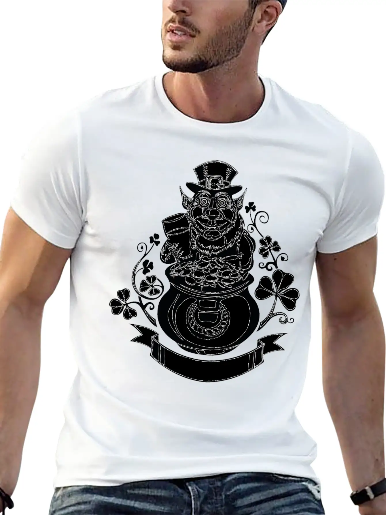 Leprechaun With Pot Of Gold Casual Graphic T-Shirt – Simple And Comfortable Daily Wear