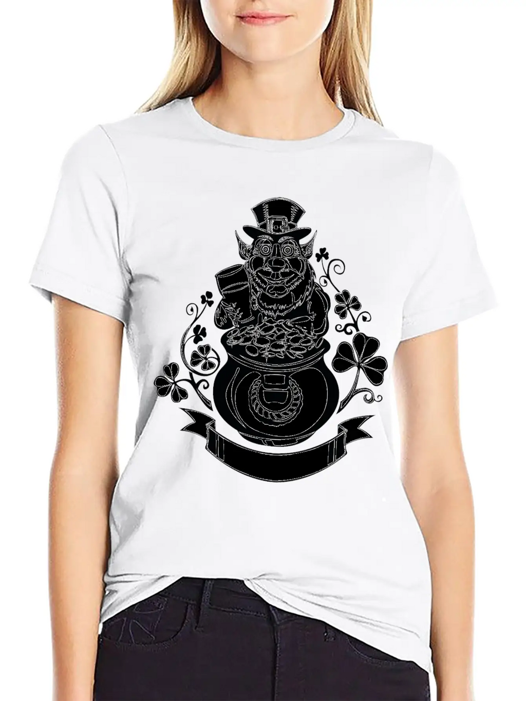 Leprechaun With Pot Of Gold Casual Graphic T-Shirt – Simple And Comfortable Daily Wear