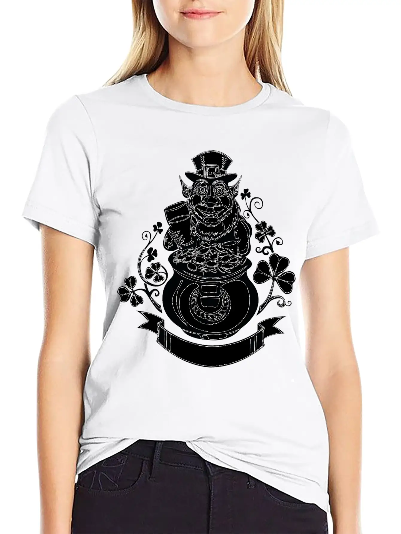 Leprechaun With Pot Of Gold Casual Graphic T-Shirt – Simple And Comfortable Daily Wear