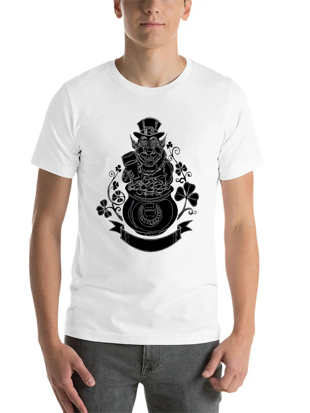 Leprechaun With Pot Of Gold Casual Graphic T-Shirt – Simple And Comfortable Daily Wear