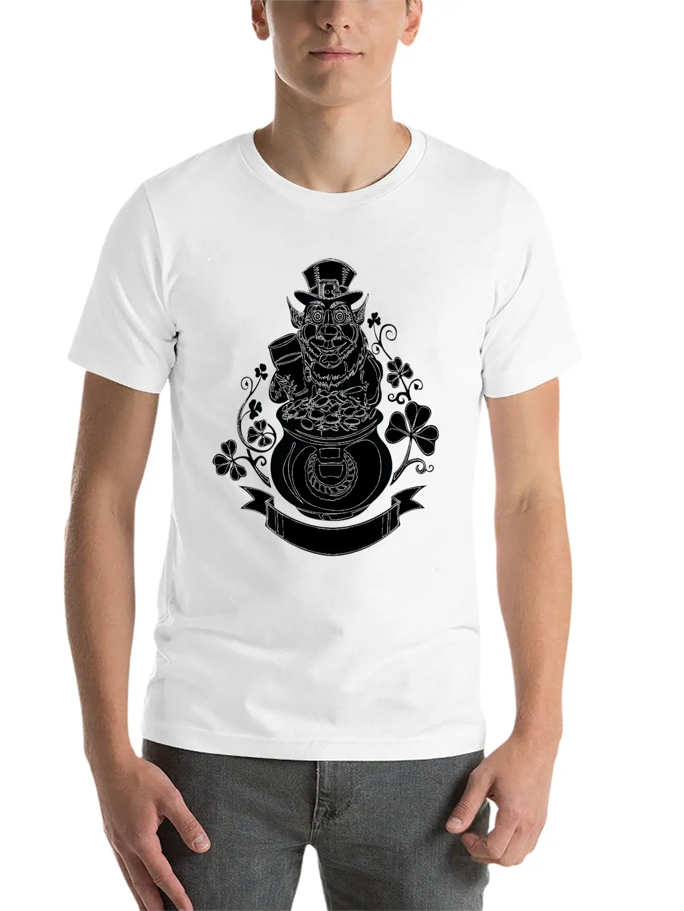Leprechaun With Pot Of Gold Casual Graphic T-Shirt – Simple And Comfortable Daily Wear