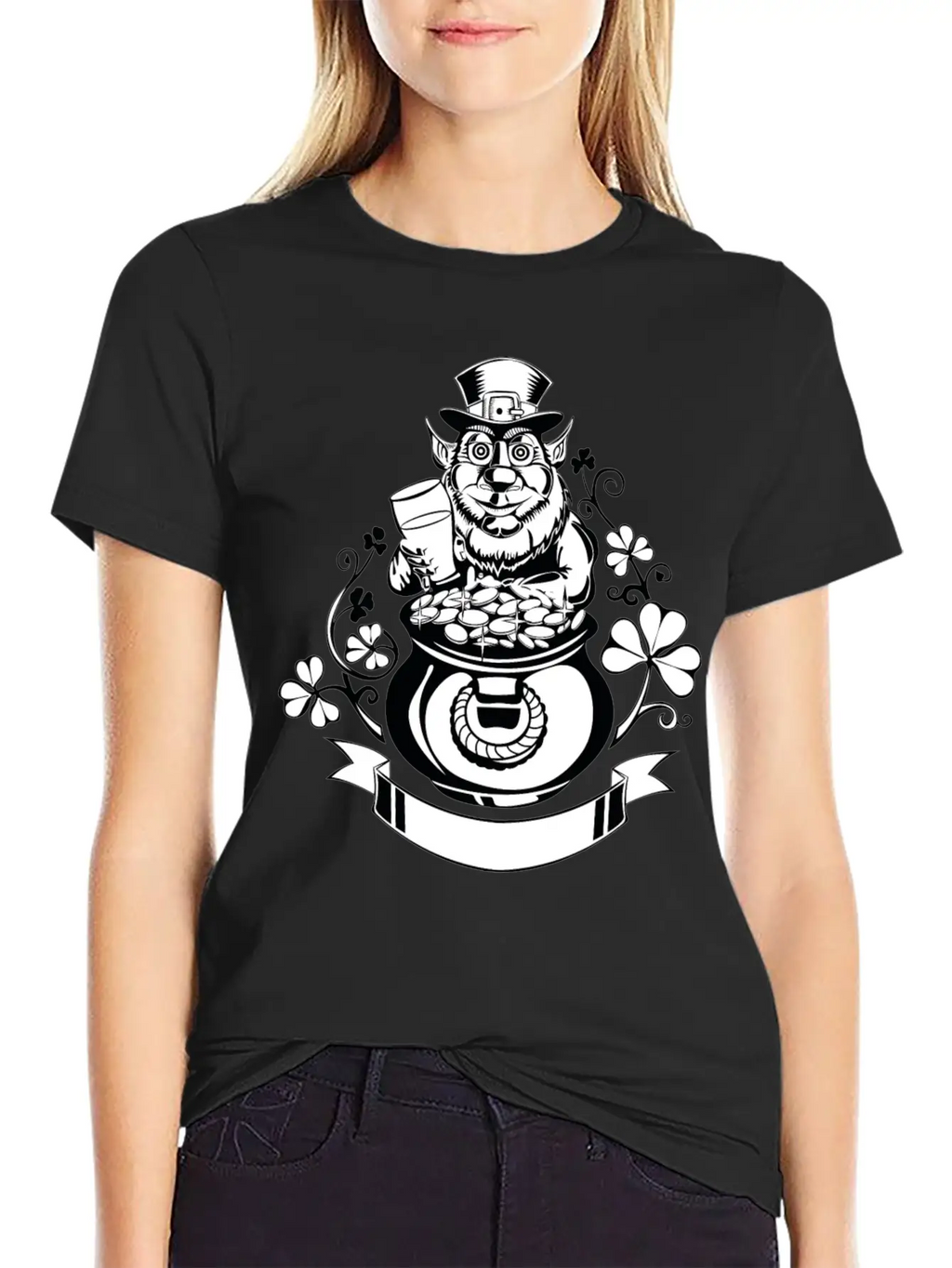 Leprechaun With Pot Of Gold Casual Graphic T-Shirt – Simple And Comfortable Daily Wear