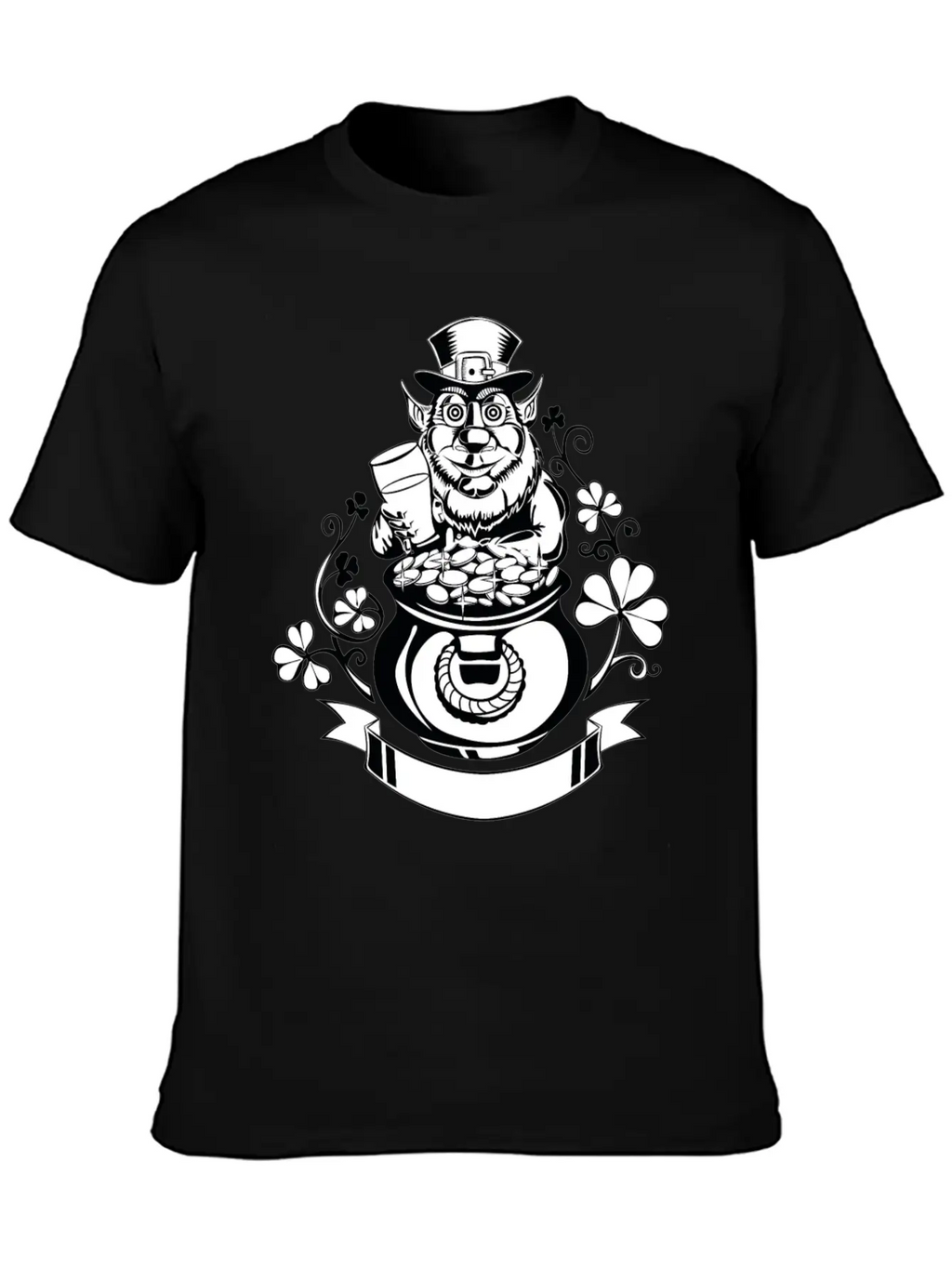 Leprechaun With Pot Of Gold Casual Graphic T-Shirt – Simple And Comfortable Daily Wear