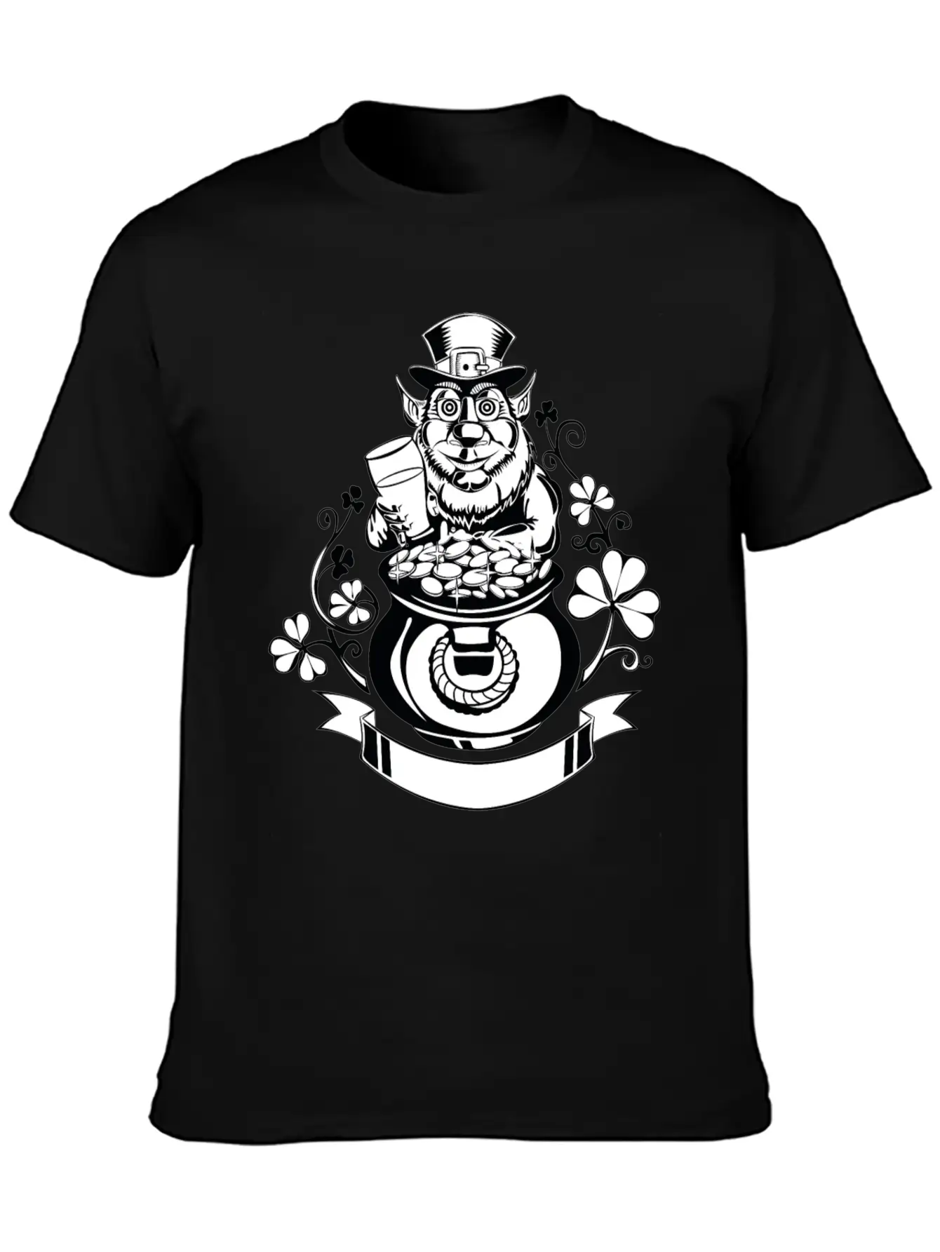 Leprechaun With Pot Of Gold Casual Graphic T-Shirt – Simple And Comfortable Daily Wear