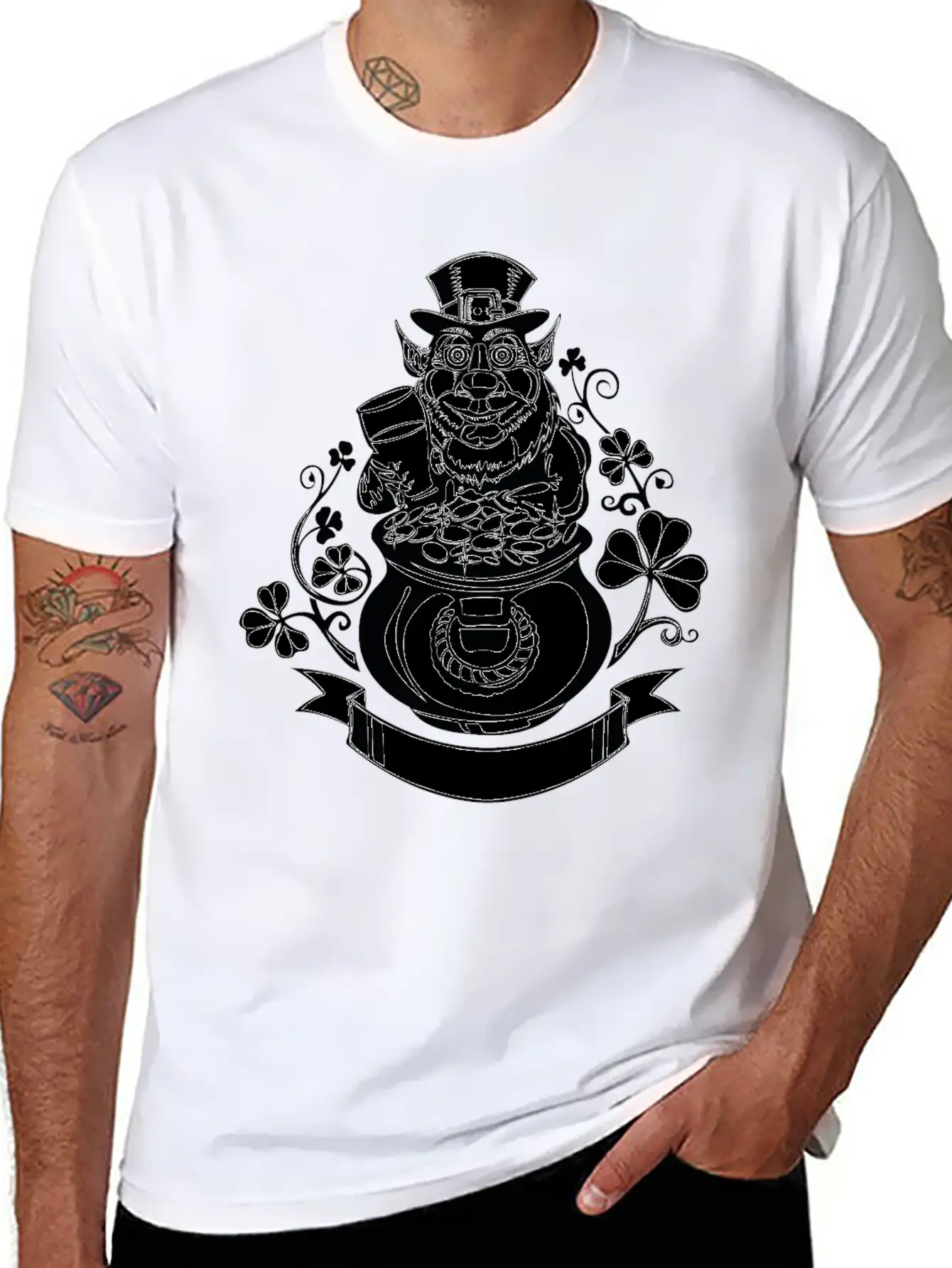 Leprechaun With Pot Of Gold Casual Graphic T-Shirt – Simple And Comfortable Daily Wear