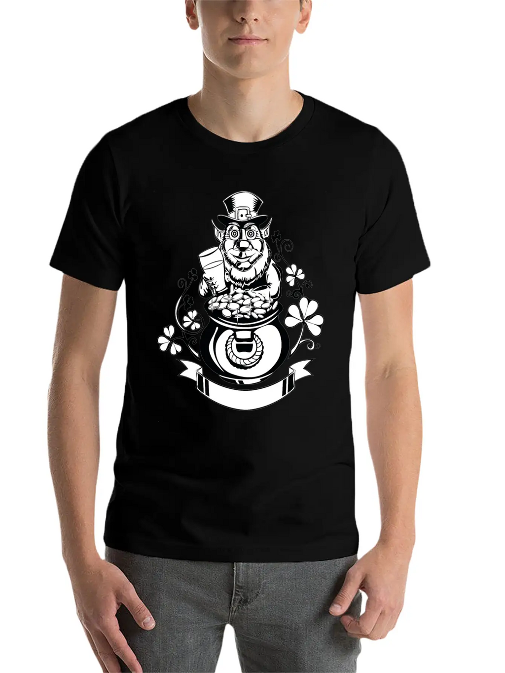 Leprechaun With Pot Of Gold Casual Graphic T-Shirt – Simple And Comfortable Daily Wear