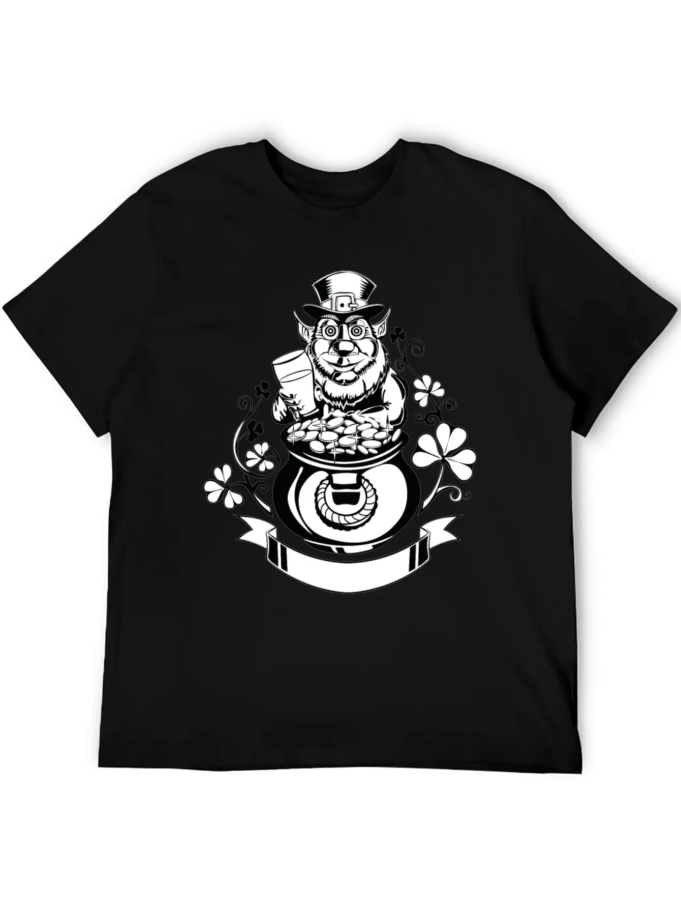 Leprechaun With Pot Of Gold Casual Graphic T-Shirt – Simple And Comfortable Daily Wear